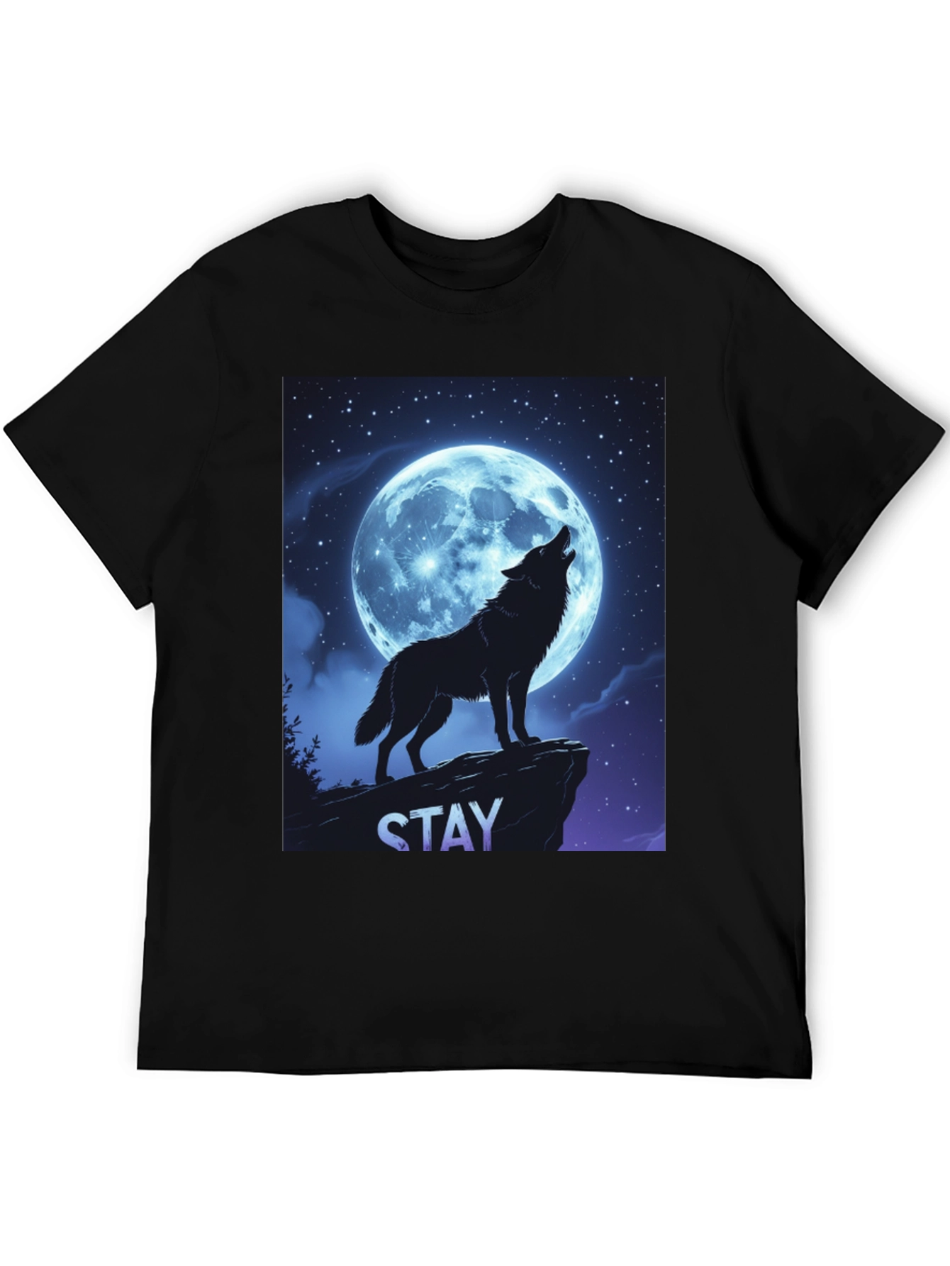Wolf Howling Moon T-Shirt - Stay Wild Graphic Tee