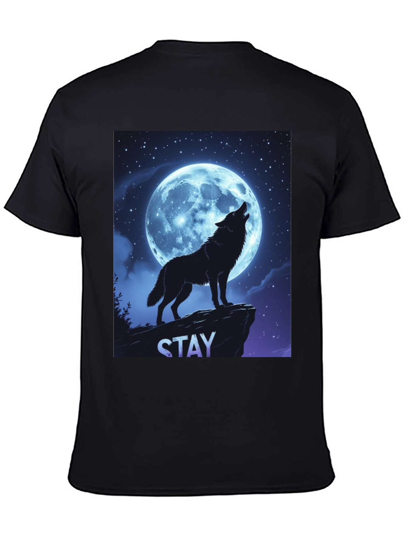 Wolf Howling Moon T-Shirt - Stay Wild Graphic Tee