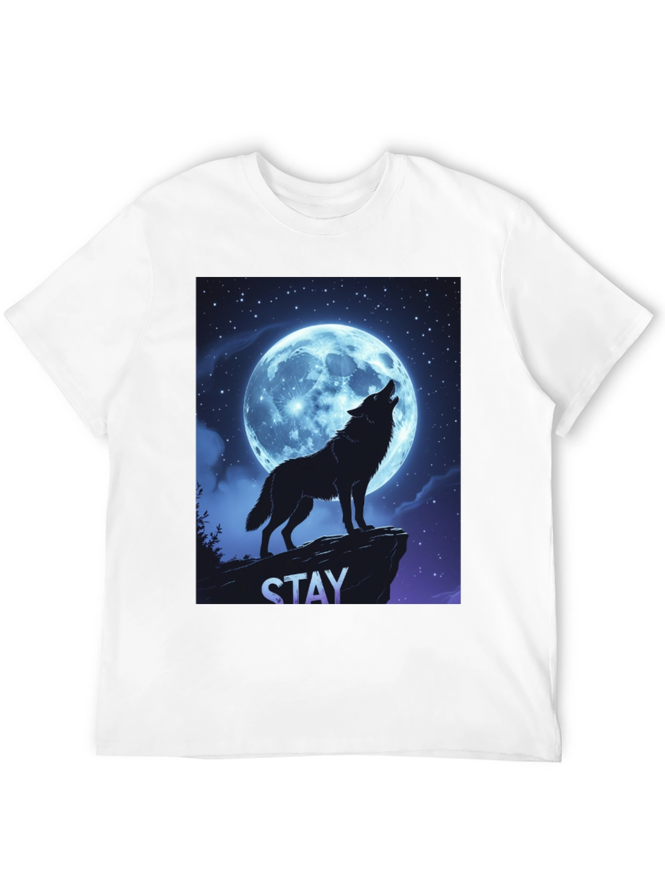 Wolf Howling Moon T-Shirt - Stay Wild Graphic Tee
