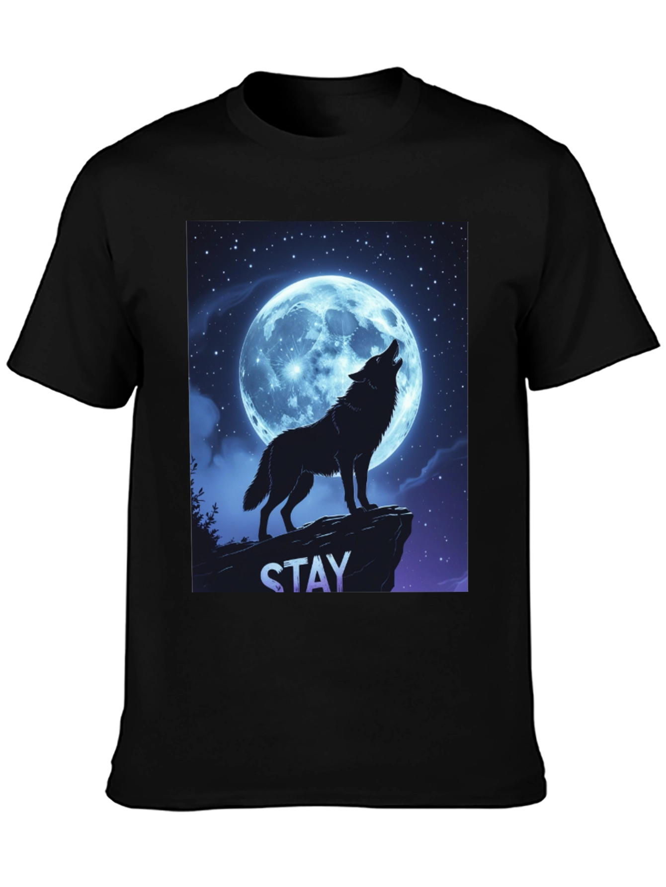 Wolf Howling Moon T-Shirt - Stay Wild Graphic Tee