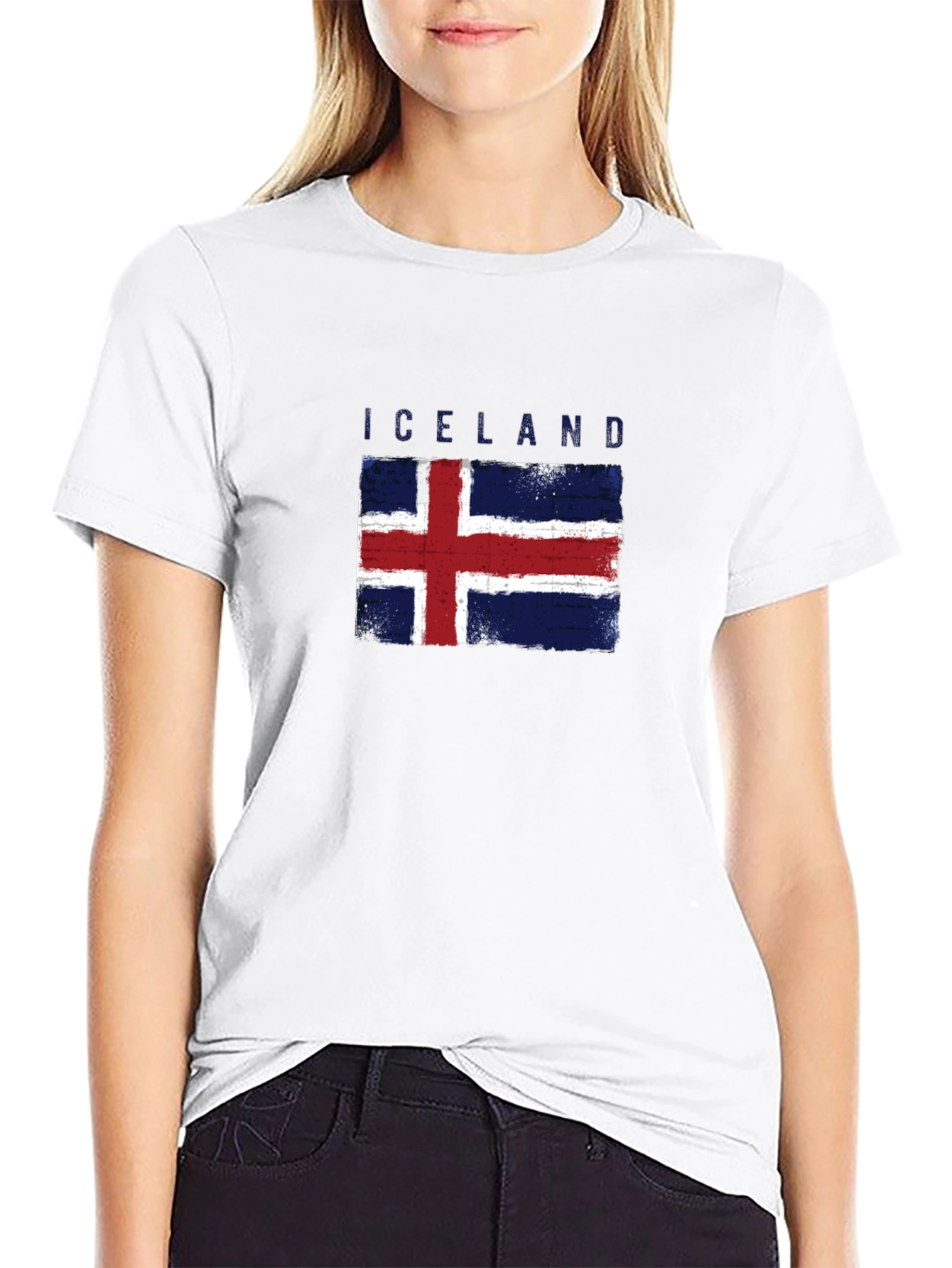 Iceland Flag T-Shirt - Grunge Style Black Tee