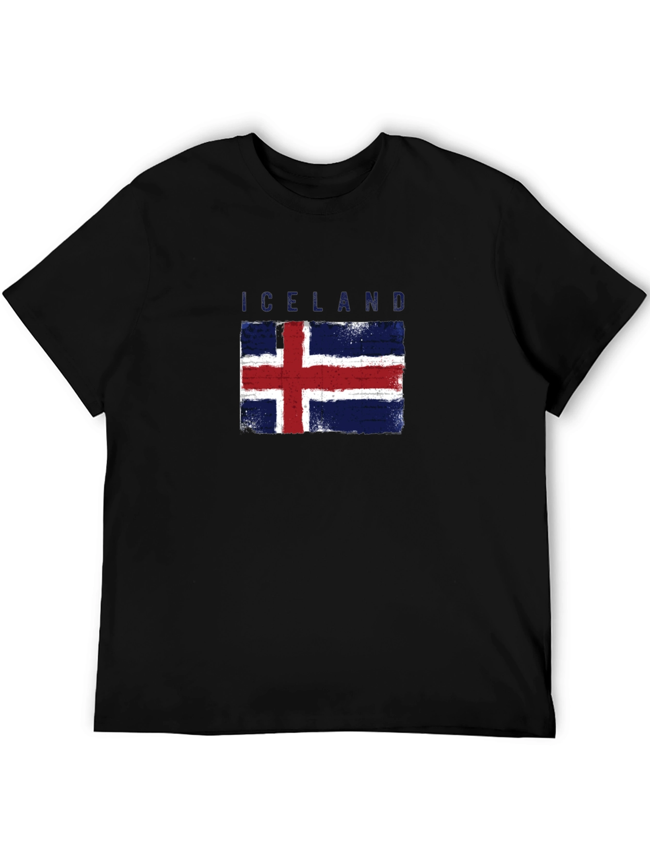 Iceland Flag T-Shirt - Grunge Style Black Tee