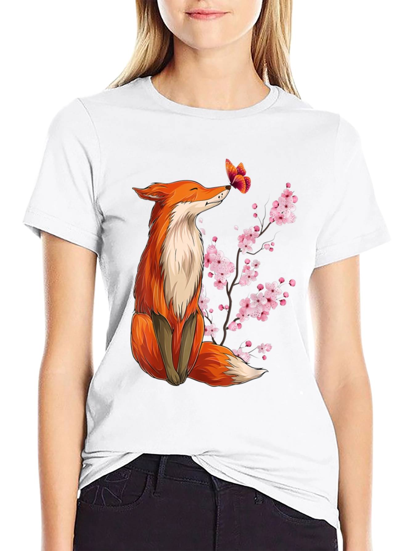 Fox and Butterfly Graphic Tee