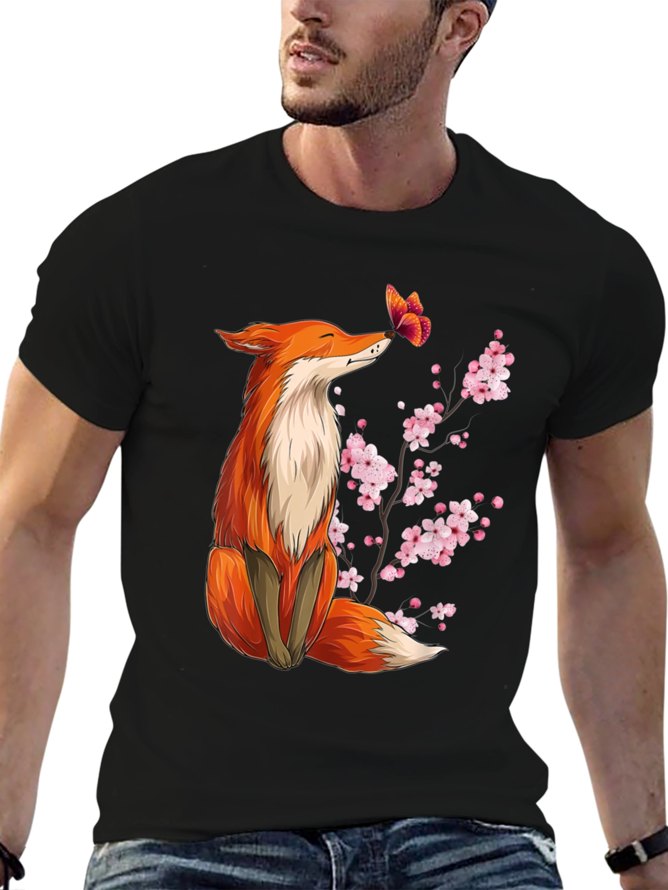 Fox and Butterfly Graphic Tee
