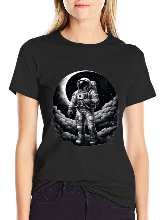 Astronaut Moon Graphic Black T-Shirt