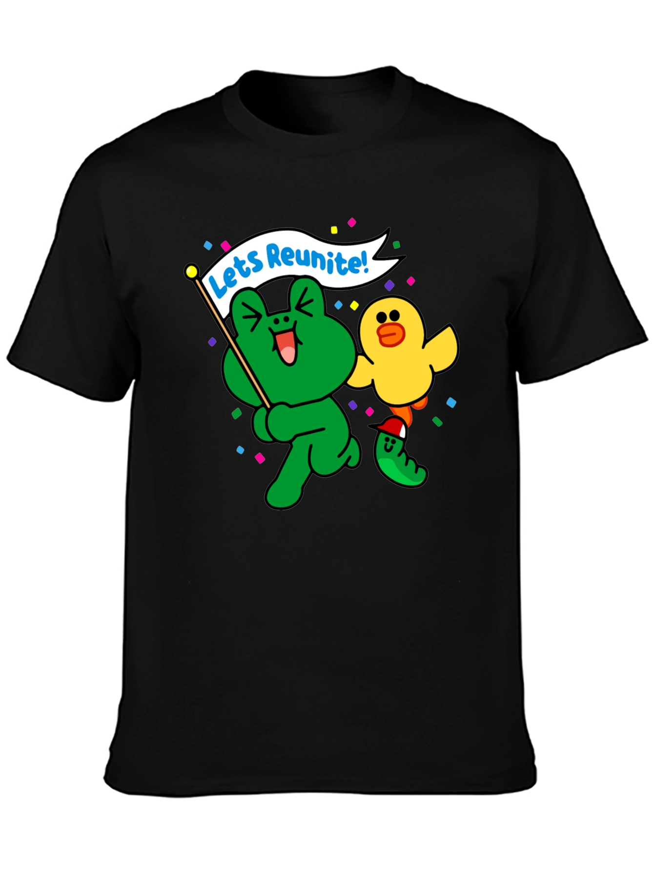 Fun Cartoon Frog & Duck Graphic T-Shirt