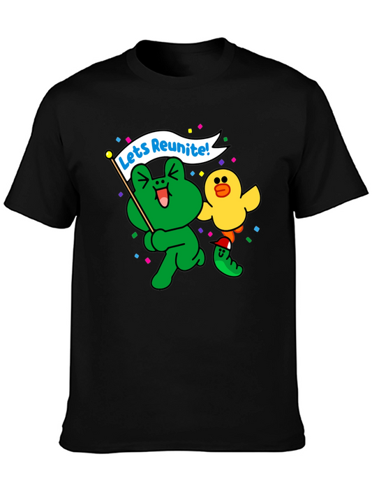Fun Cartoon Frog & Duck Graphic T-Shirt