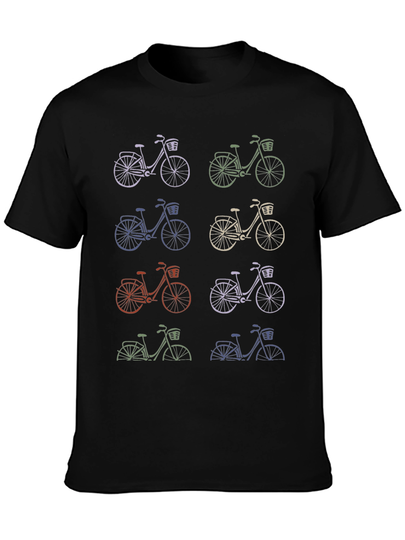 Retro Bicycle Print Black T-Shirt