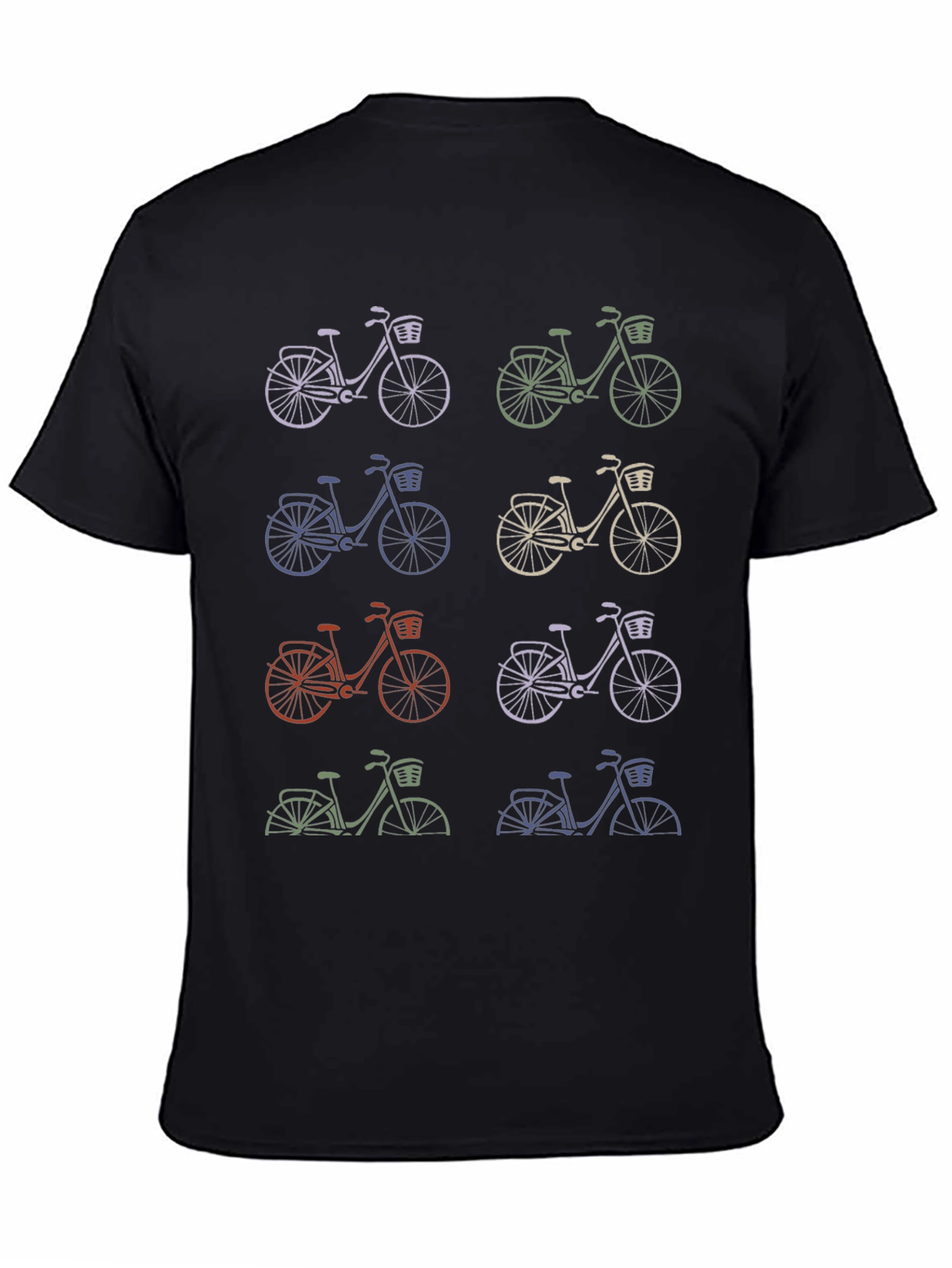 Retro Bicycle Print Black T-Shirt