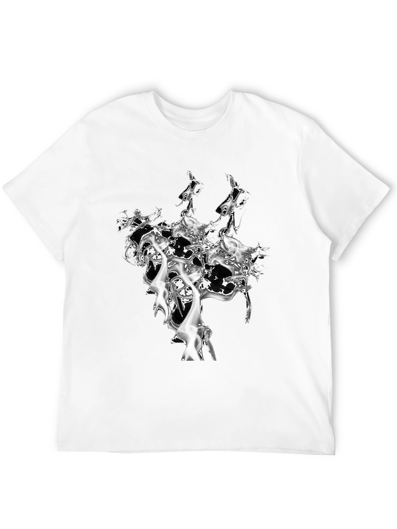 Abstract Smoke Design Black T-Shirt