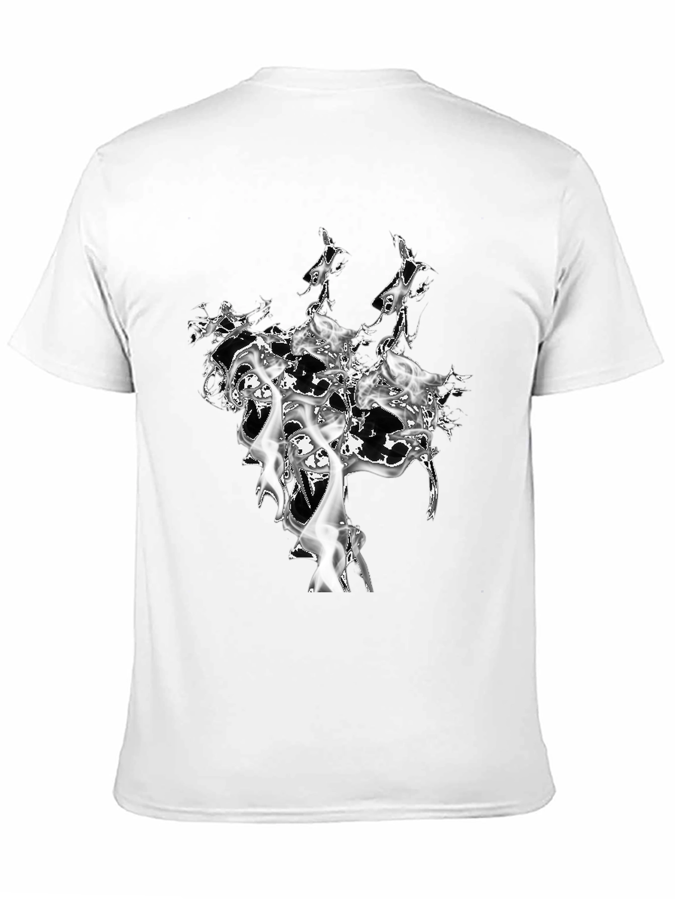 Abstract Smoke Design Black T-Shirt