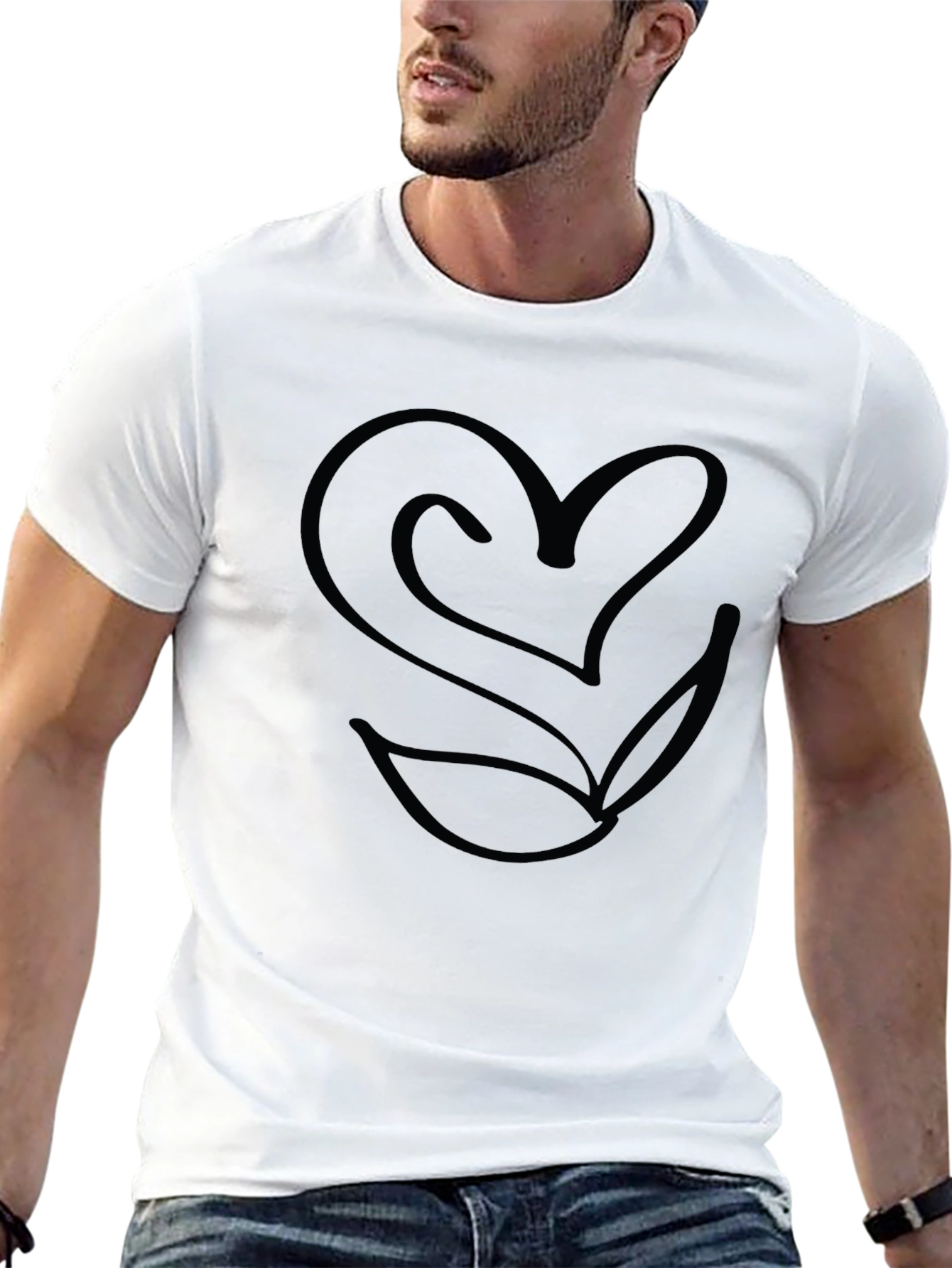 Heart & Leaf Graphic Black T-Shirt