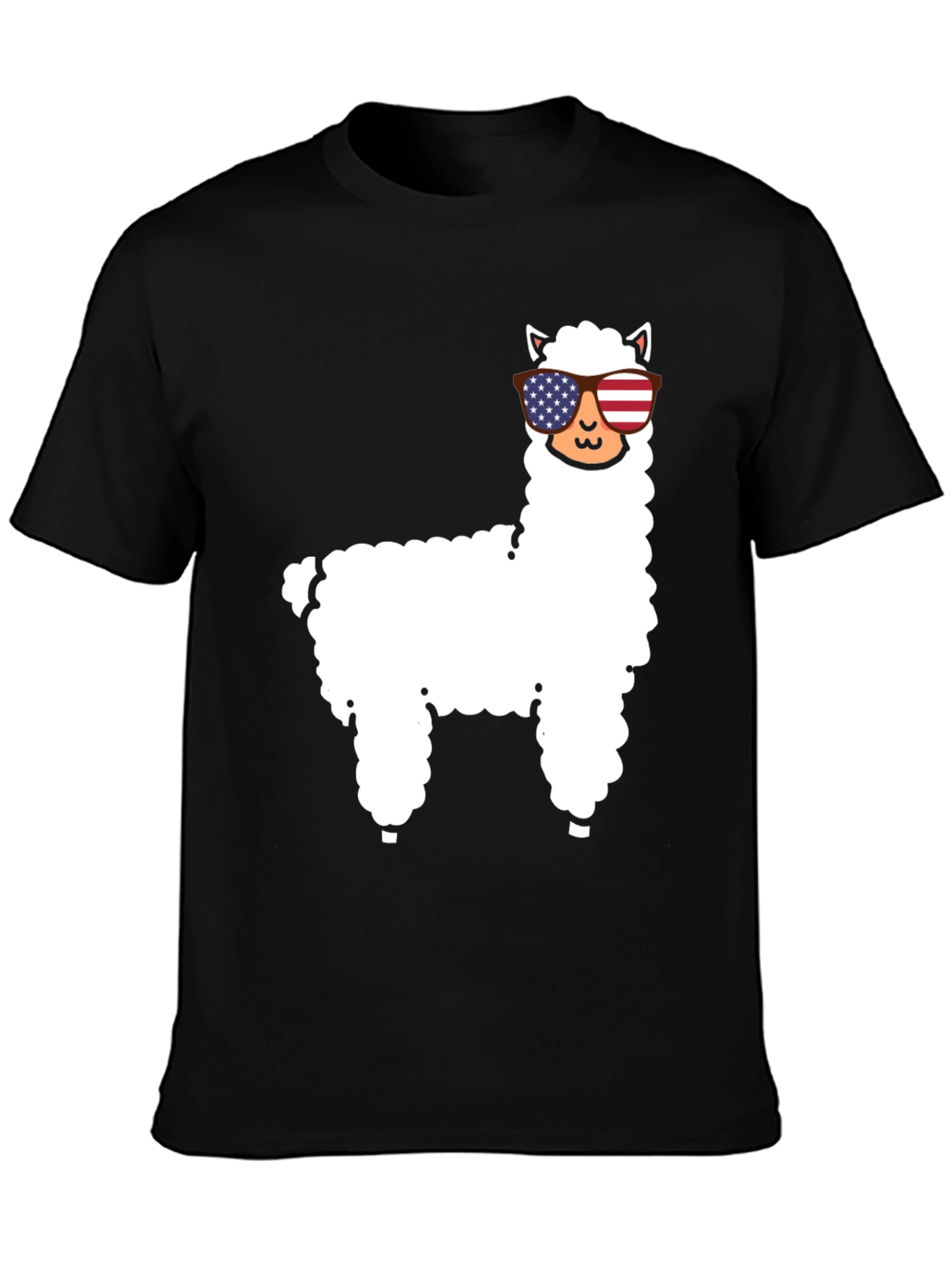 Patriotic Llama T-Shirt - USA Flag Sunglasses