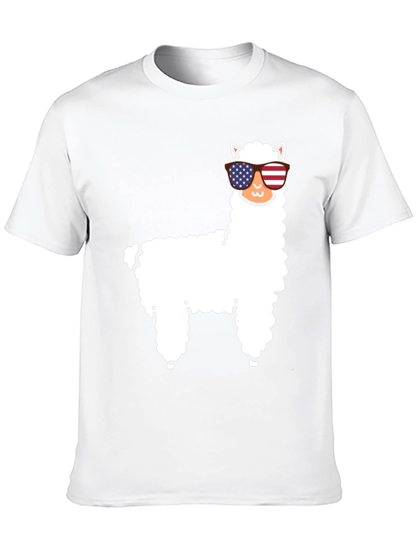 Patriotic Llama T-Shirt - USA Flag Sunglasses