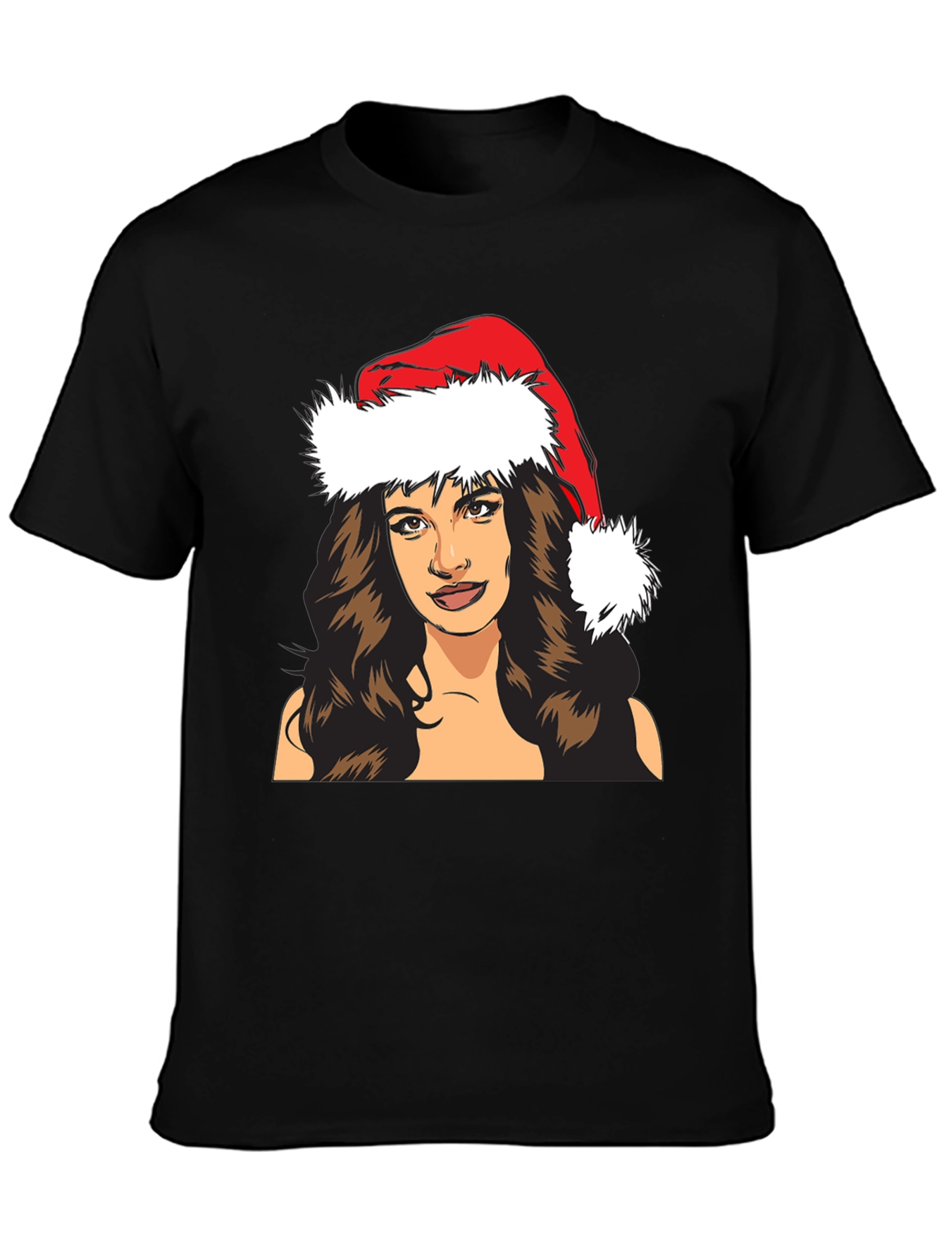 Festive Woman T-Shirt - Holiday Santa Hat Tee
