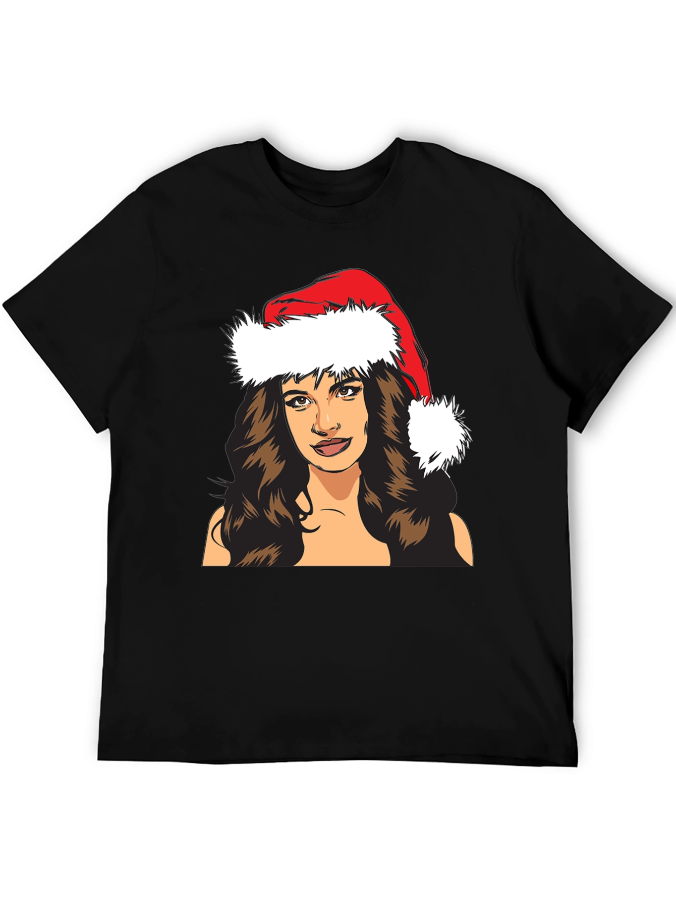 Festive Woman T-Shirt - Holiday Santa Hat Tee