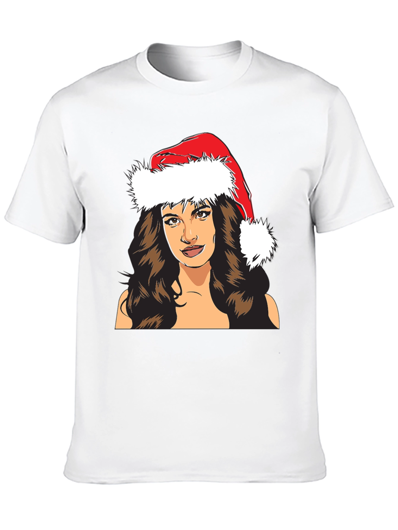 Festive Woman T-Shirt - Holiday Santa Hat Tee
