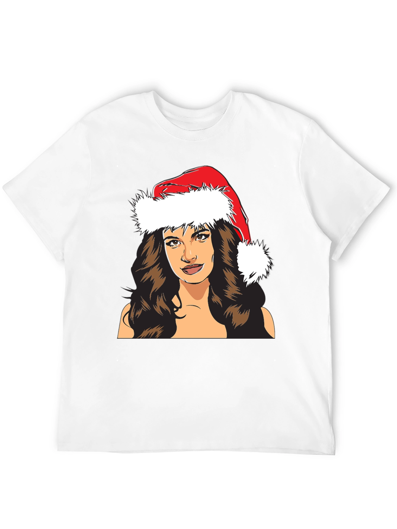 Festive Woman T-Shirt - Holiday Santa Hat Tee