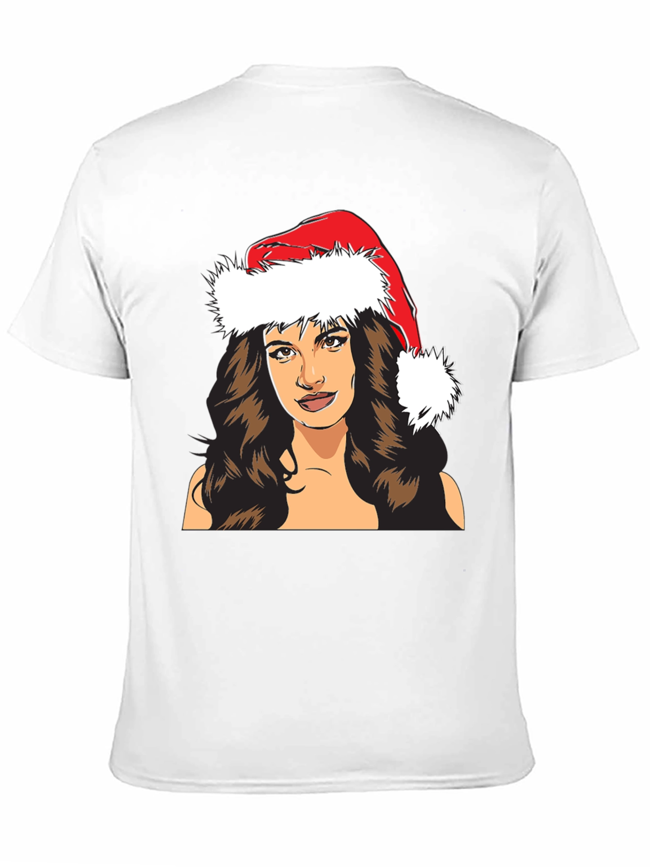 Festive Woman T-Shirt - Holiday Santa Hat Tee
