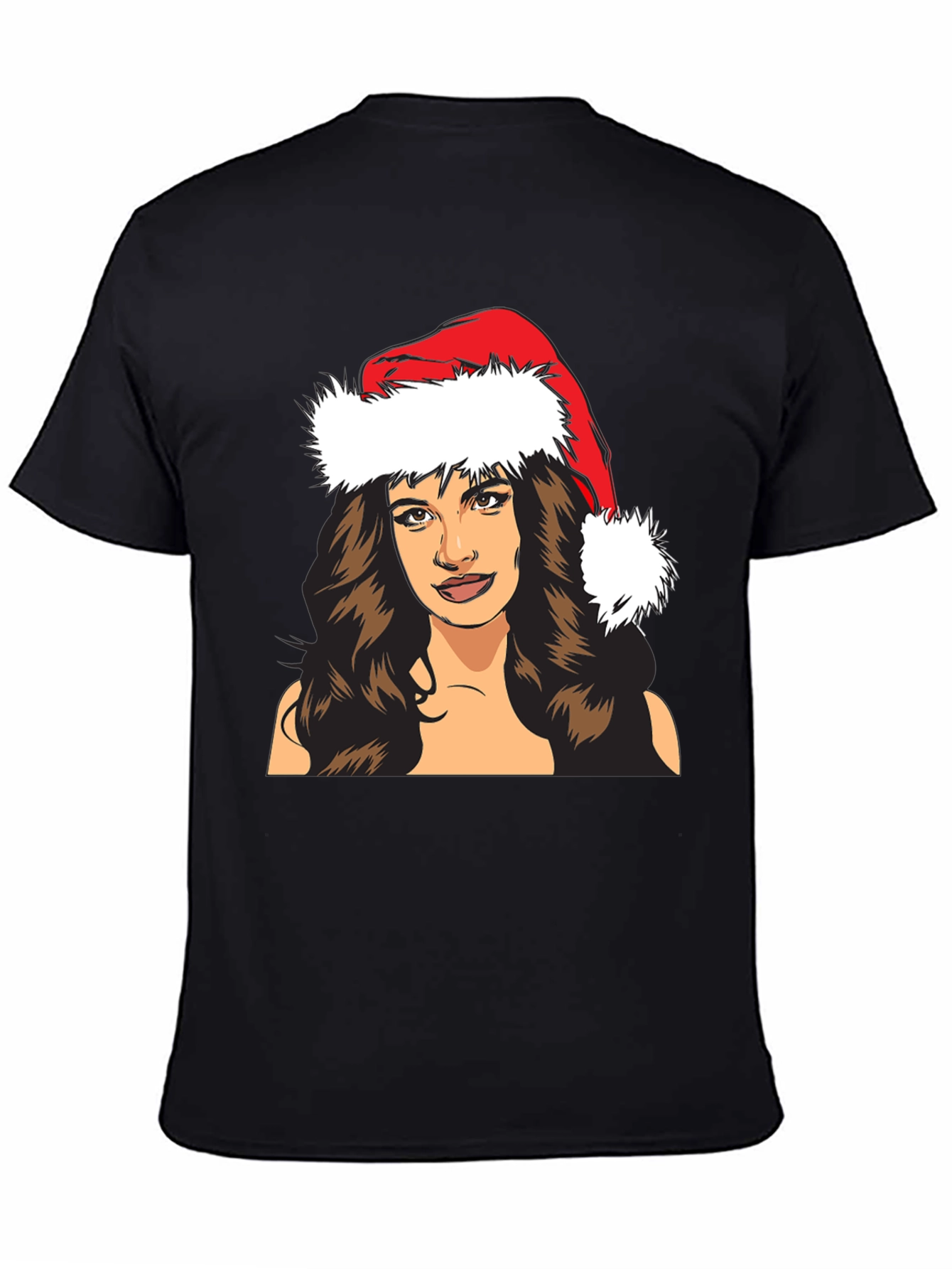 Festive Woman T-Shirt - Holiday Santa Hat Tee