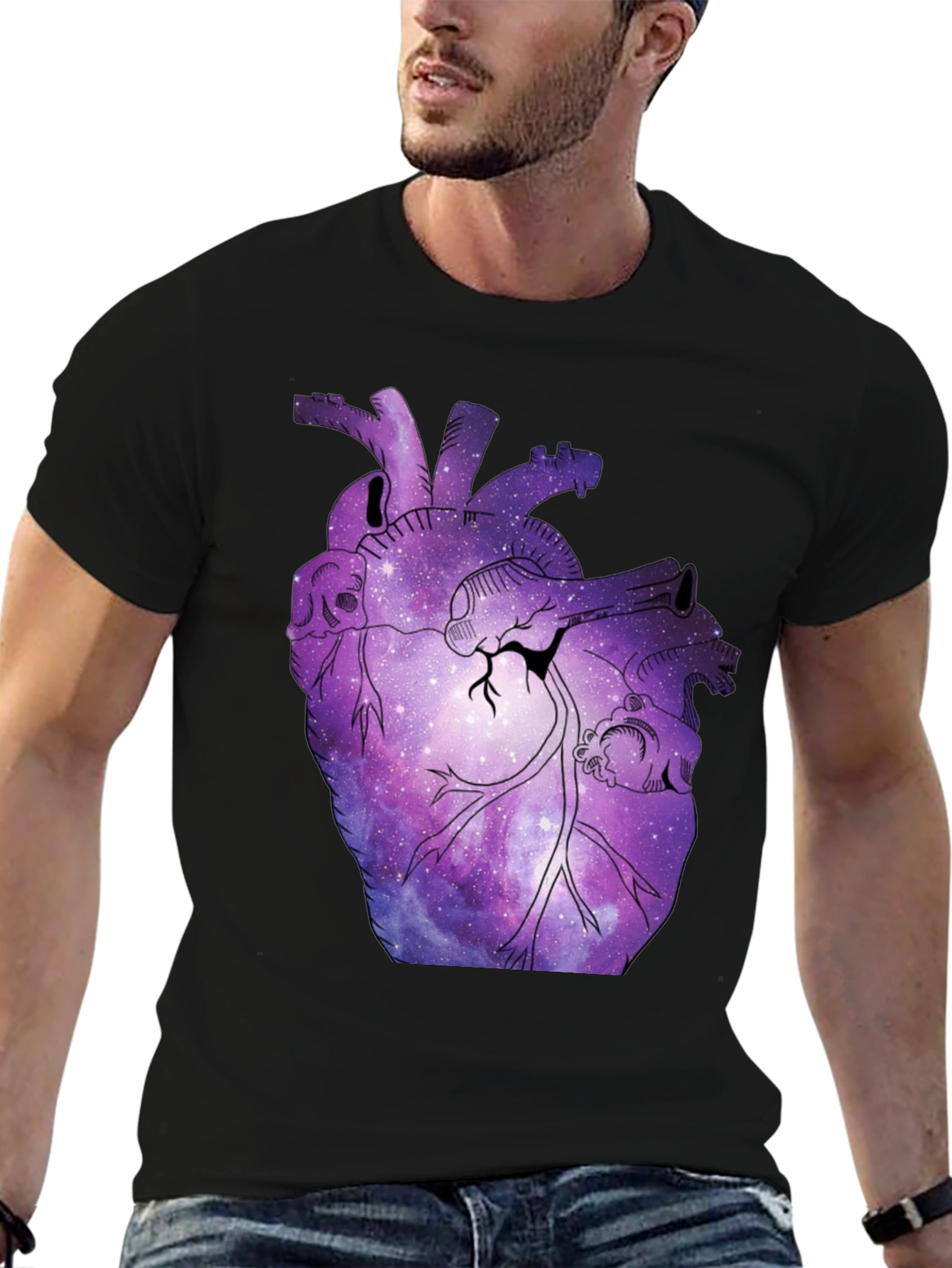 Galaxy Heart Graphic T-Shirt - Unique Space Design
