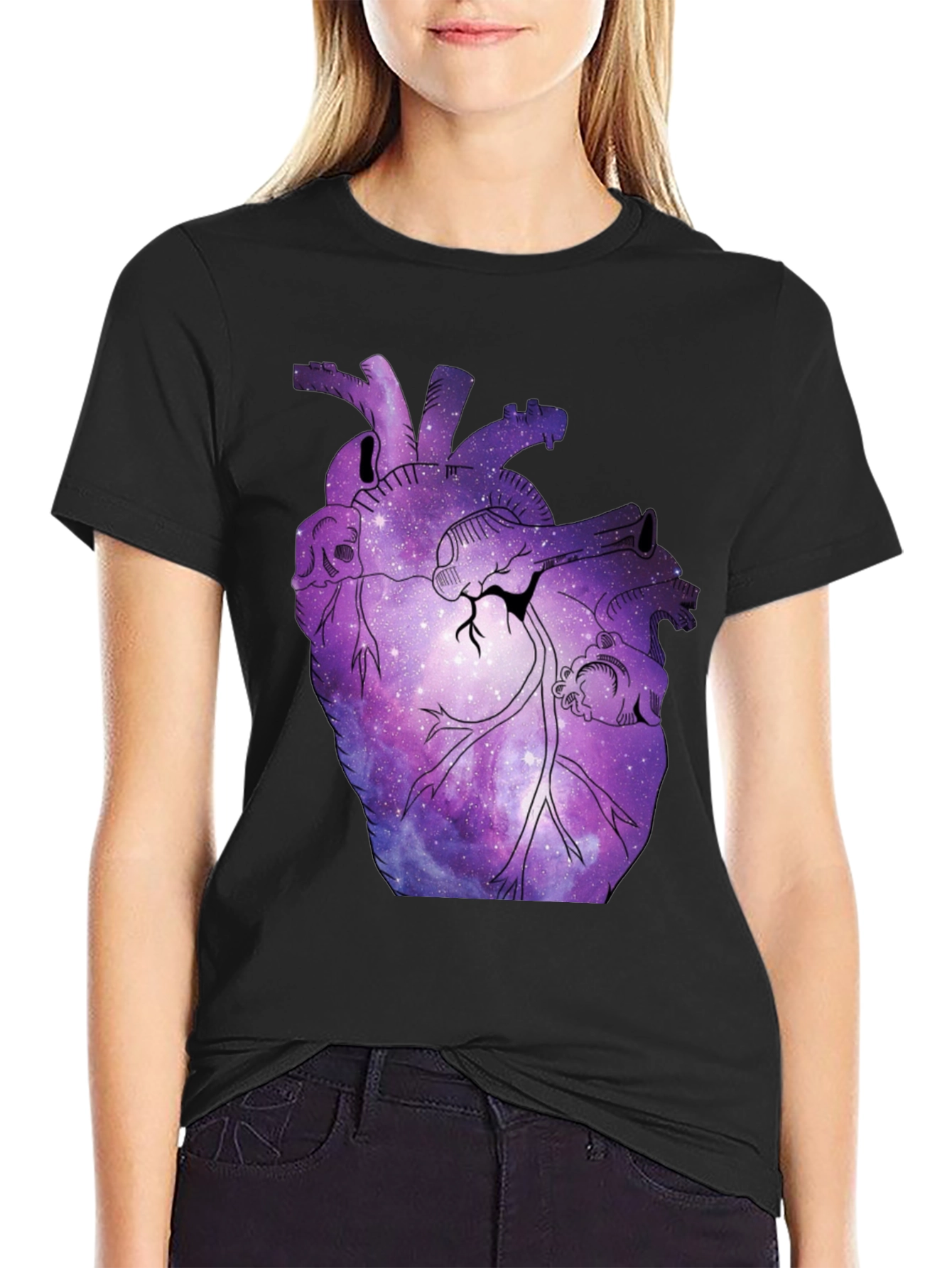 Galaxy Heart Graphic T-Shirt - Unique Space Design