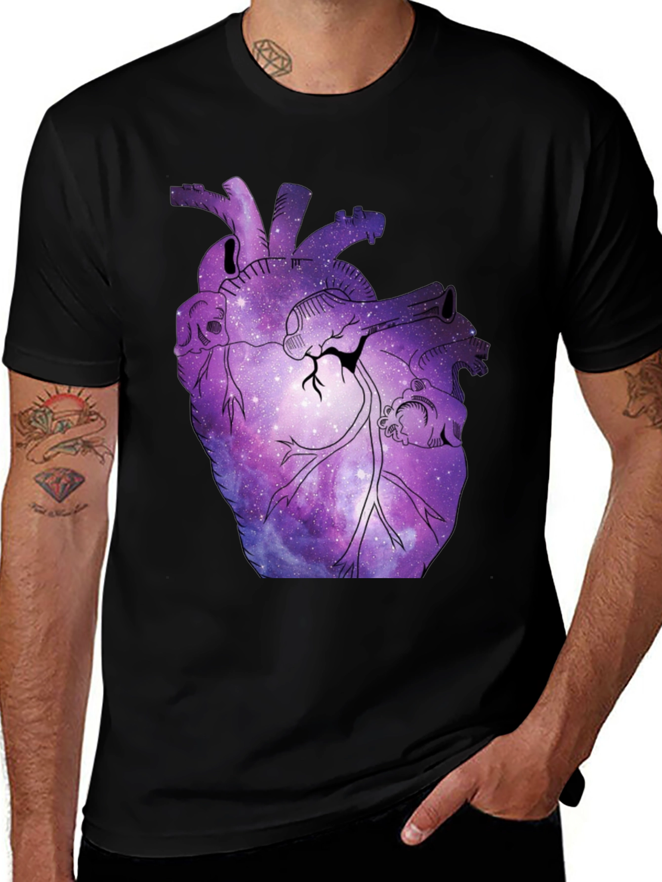 Galaxy Heart Graphic T-Shirt - Unique Space Design