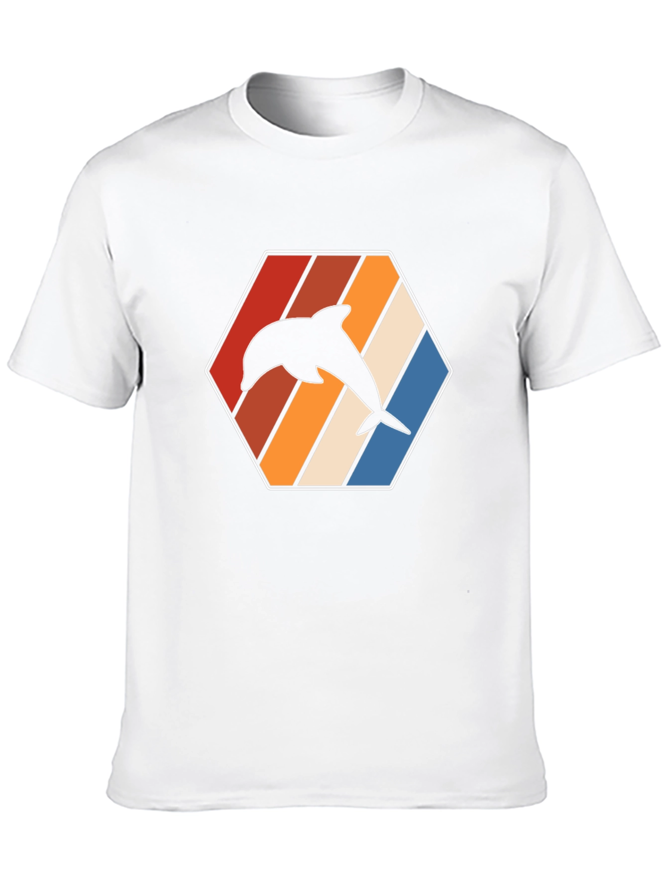 Retro Dolphin Graphic Tee - Black Cotton T-Shirt