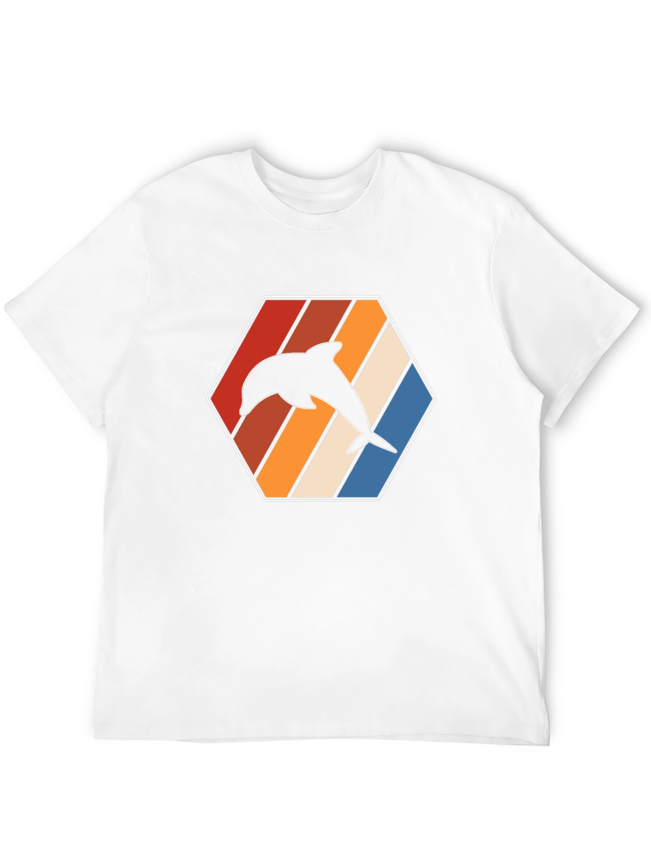 Retro Dolphin Graphic Tee - Black Cotton T-Shirt