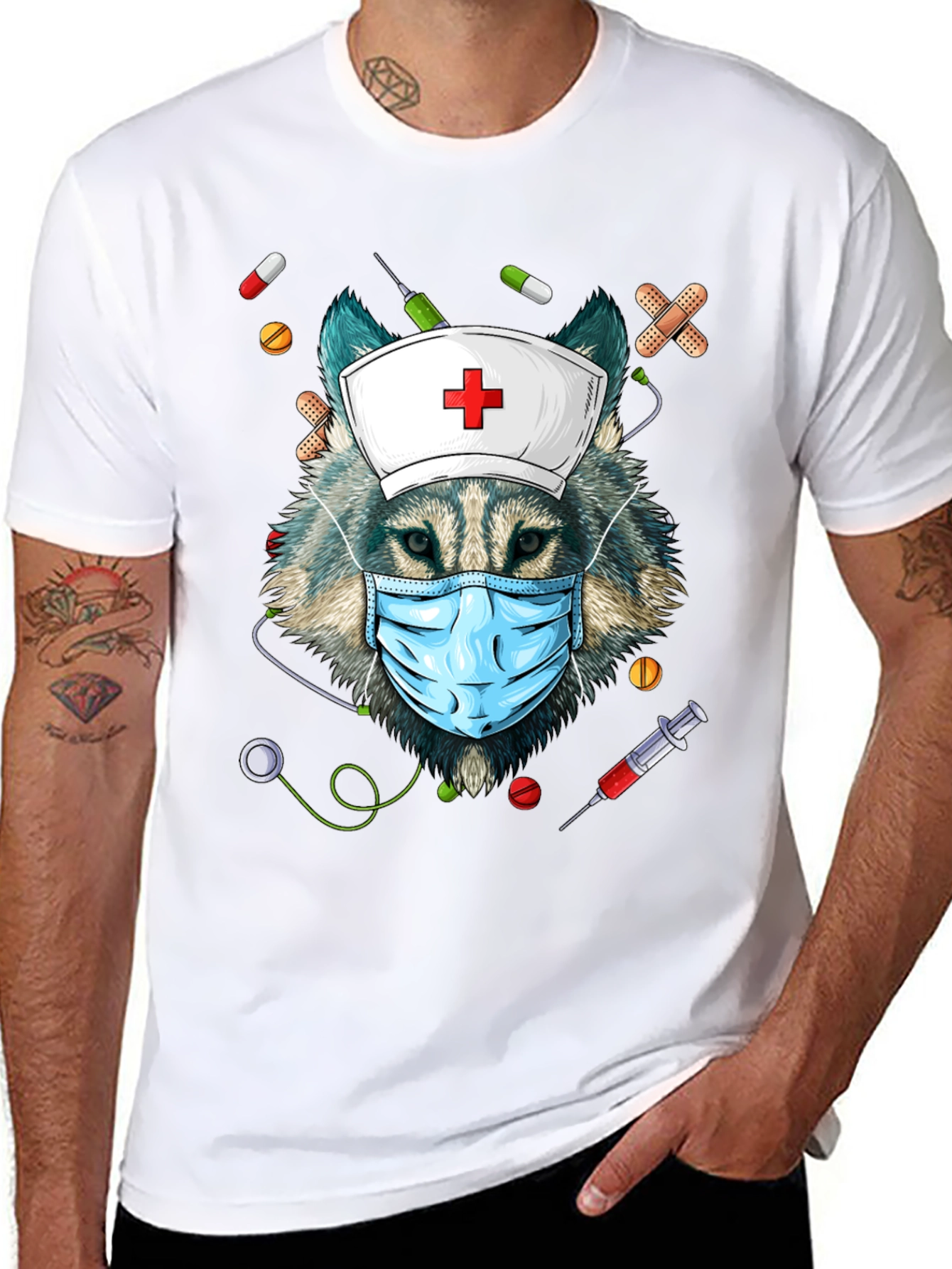 Nurse Wolf Graphic T-Shirt