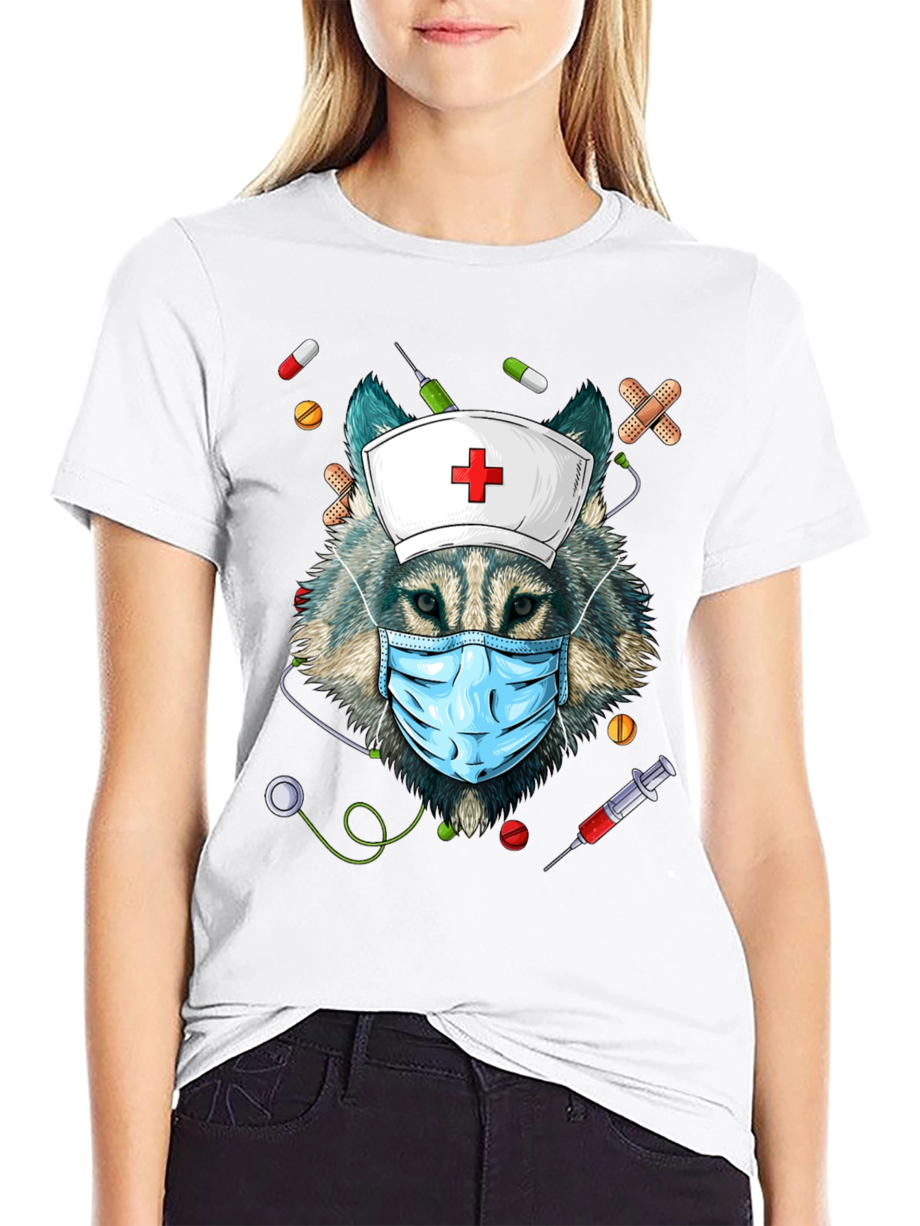 Nurse Wolf Graphic T-Shirt