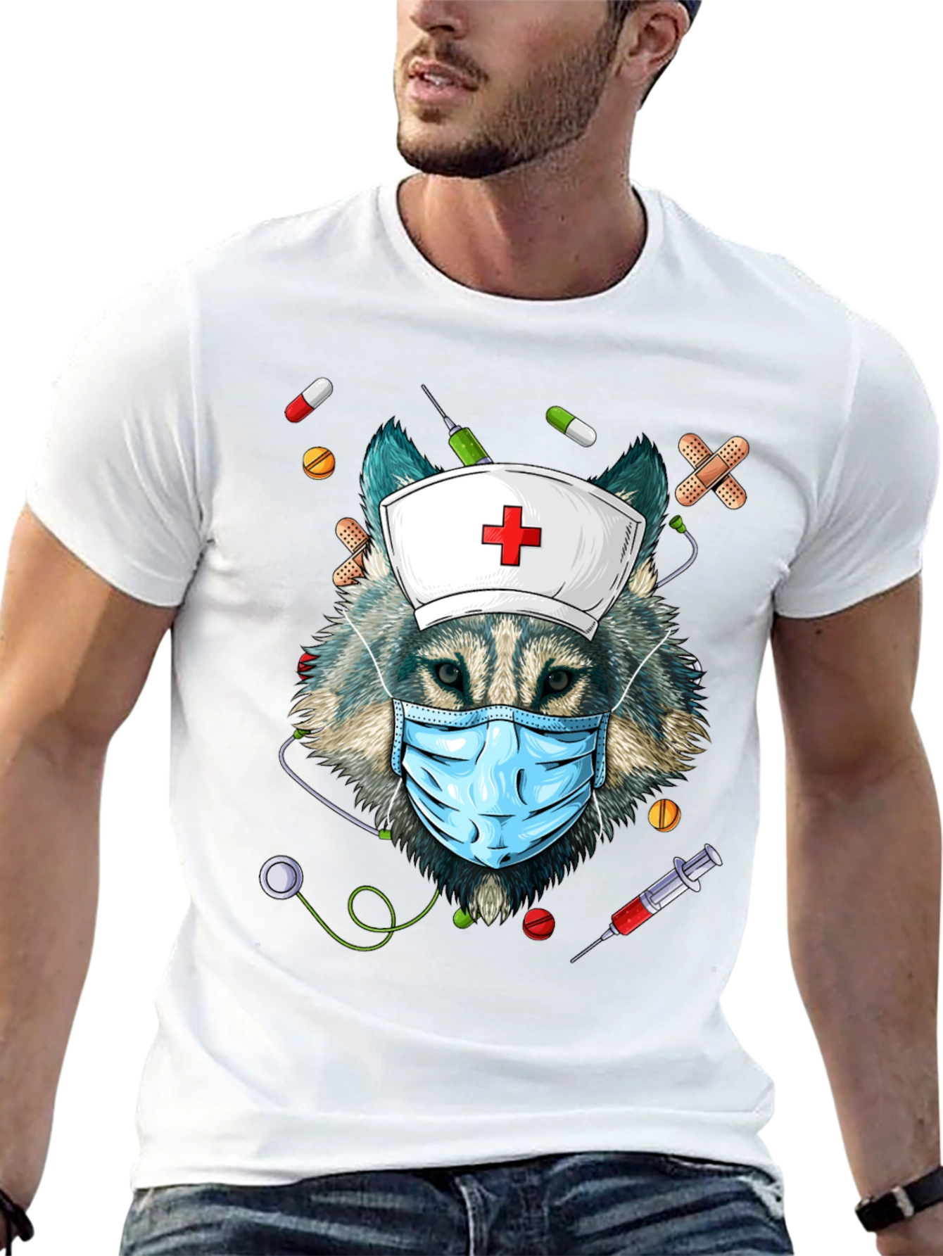 Nurse Wolf Graphic T-Shirt
