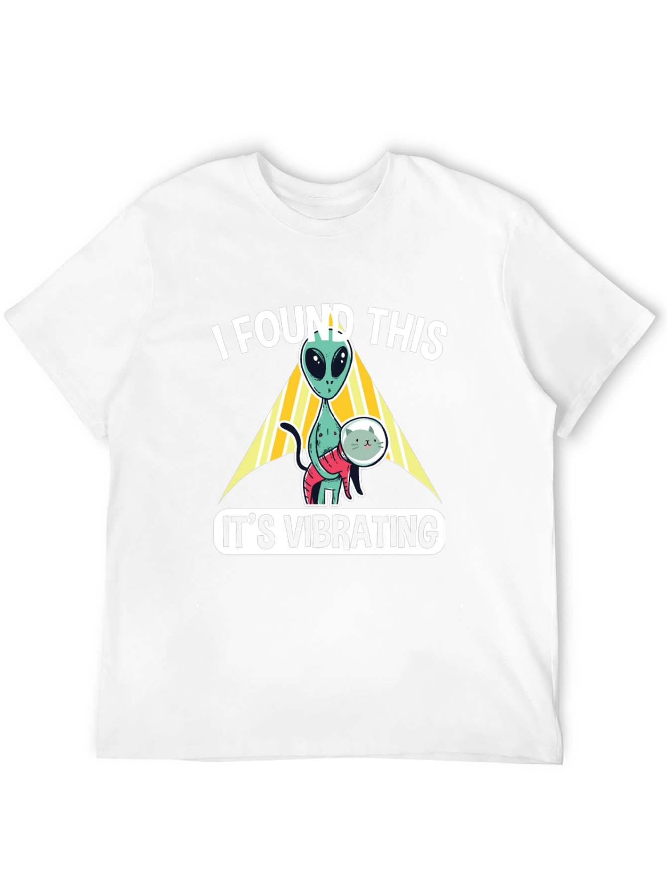 Alien Cat Vibrating Funny Graphic T-Shirt