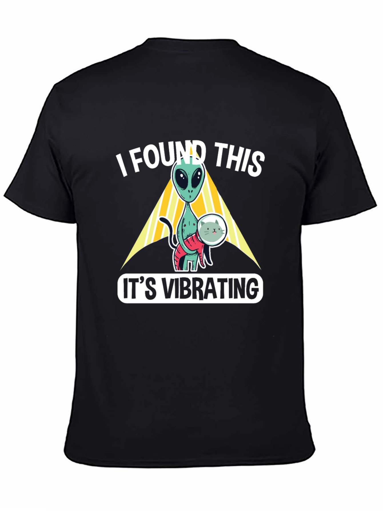 Alien Cat Vibrating Funny Graphic T-Shirt