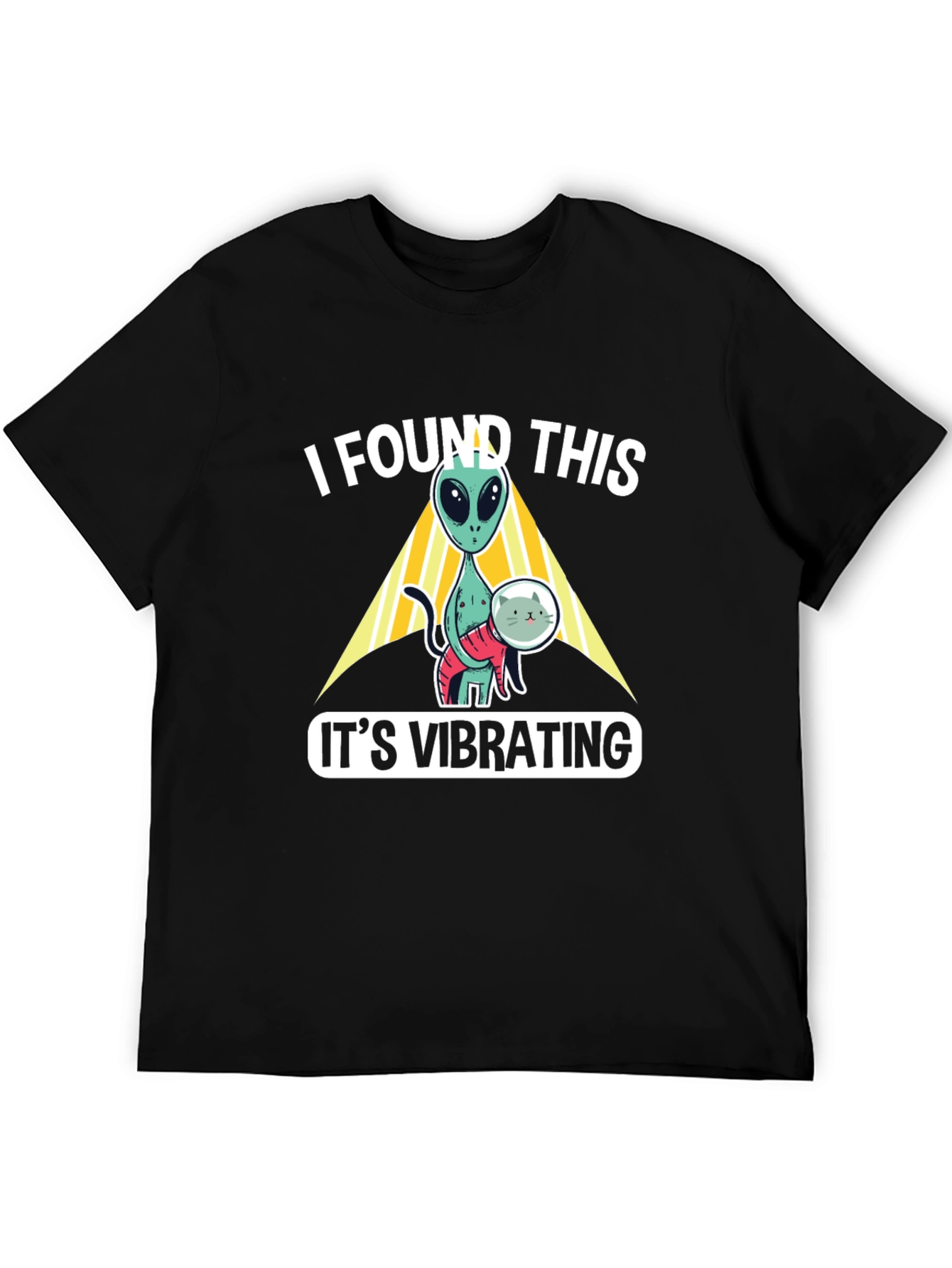 Alien Cat Vibrating Funny Graphic T-Shirt