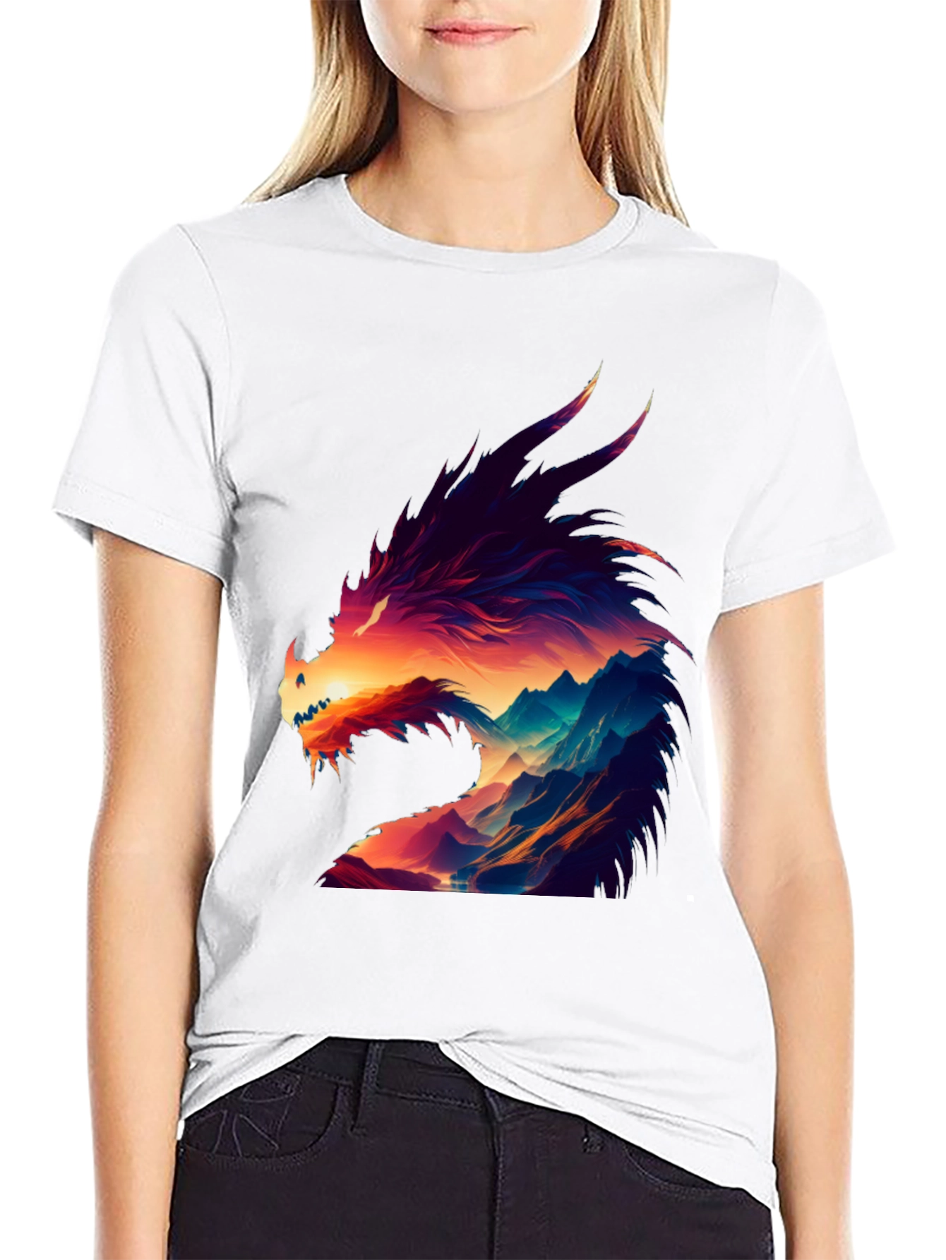 Dragon Mountain Graphic Tee - Vibrant Black T-Shirt