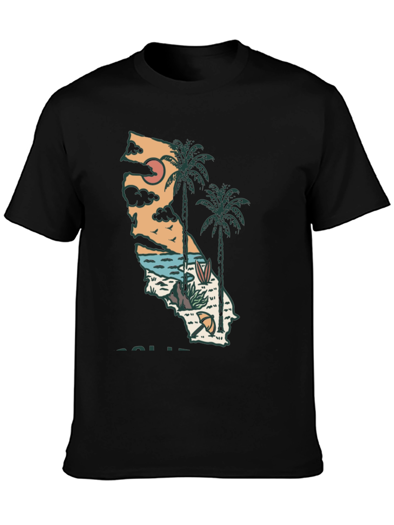 California Graphic Tee - Surf Palm Design