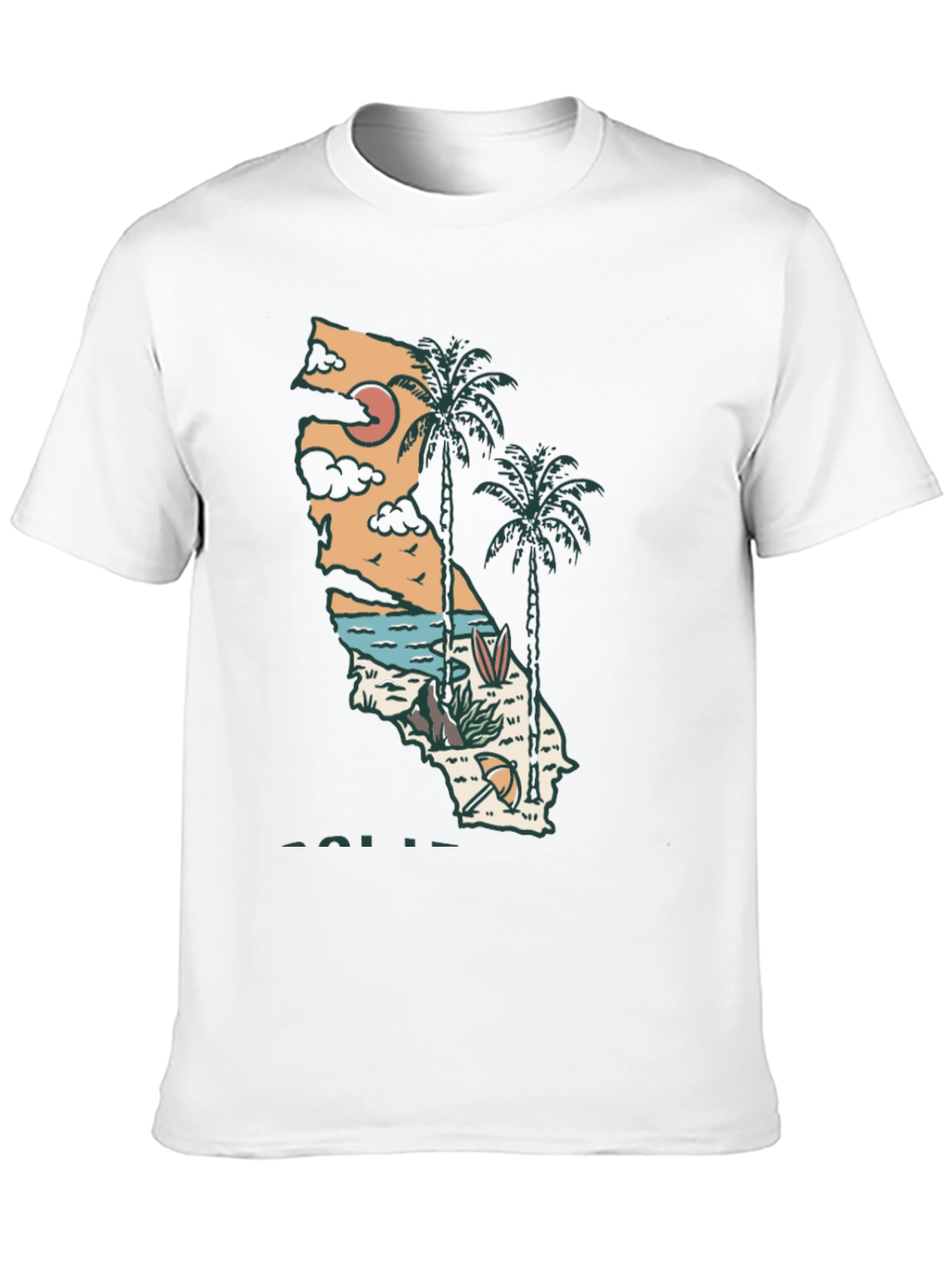 California Graphic Tee - Surf Palm Design