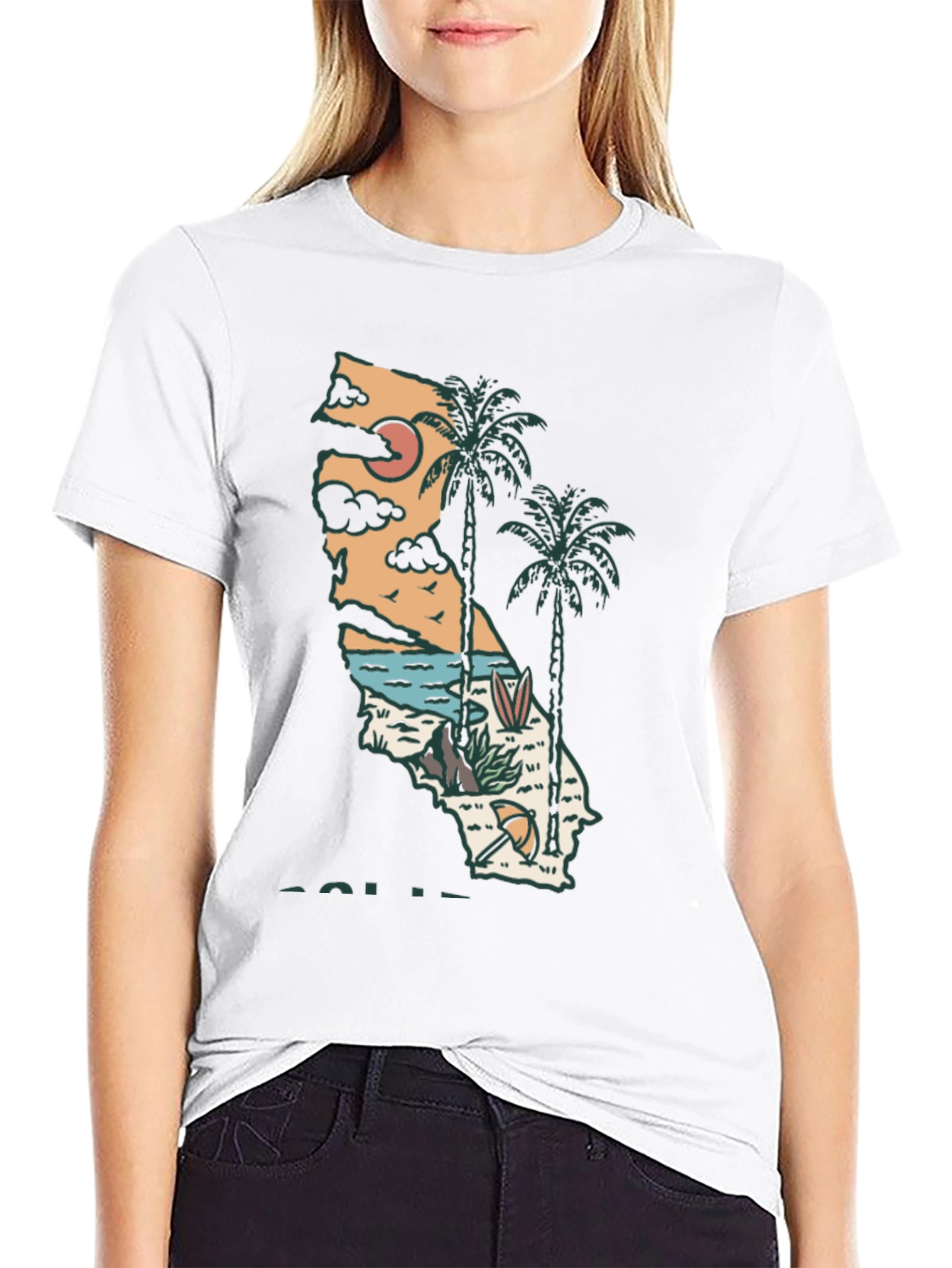 California Graphic Tee - Surf Palm Design