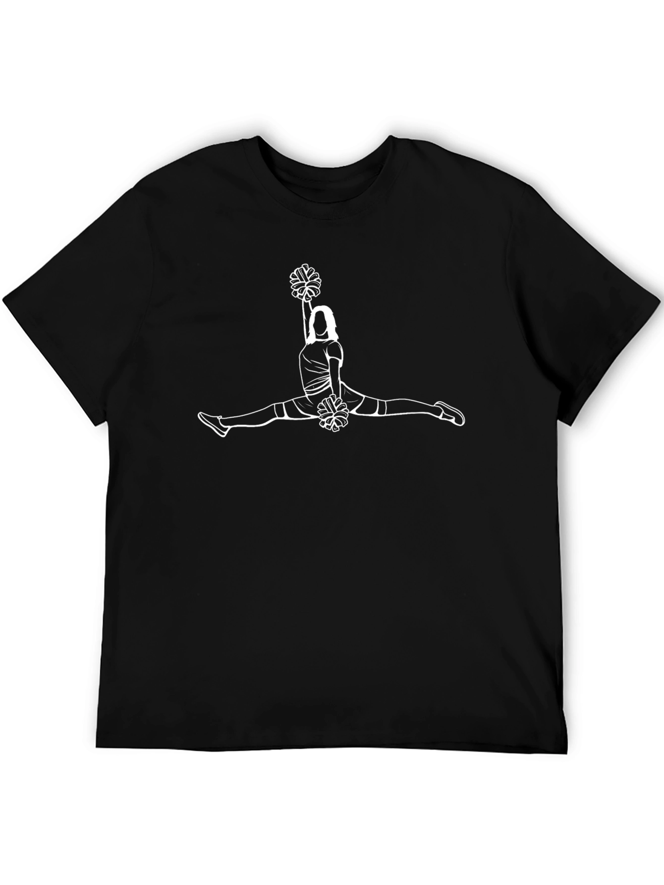 Cheerleader Split Graphic Tee - Black Cotton T-Shirt