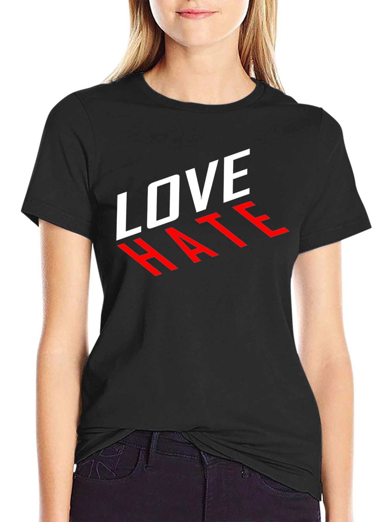 Love Hate Graphic Tee - Stylish Contrast Design