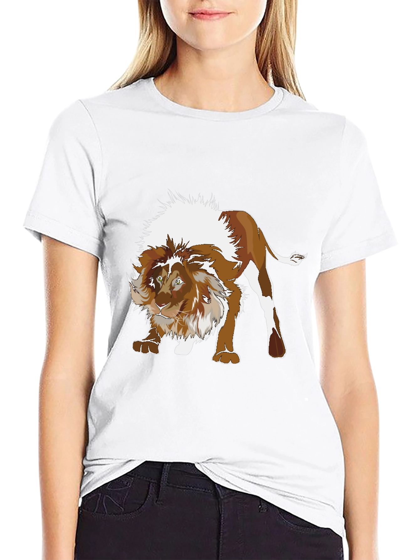 Lion Graphic Tee - Fierce Animal Print T-Shirt