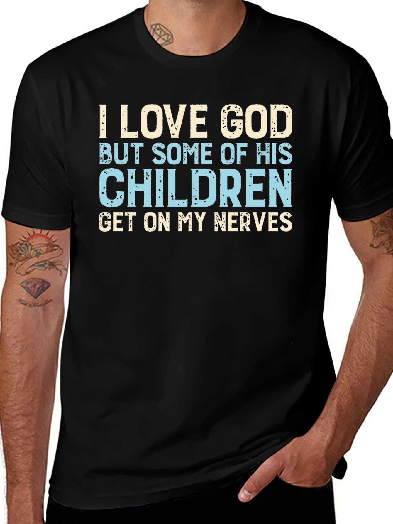 I Love God Funny Graphic Novelty T-Shirt