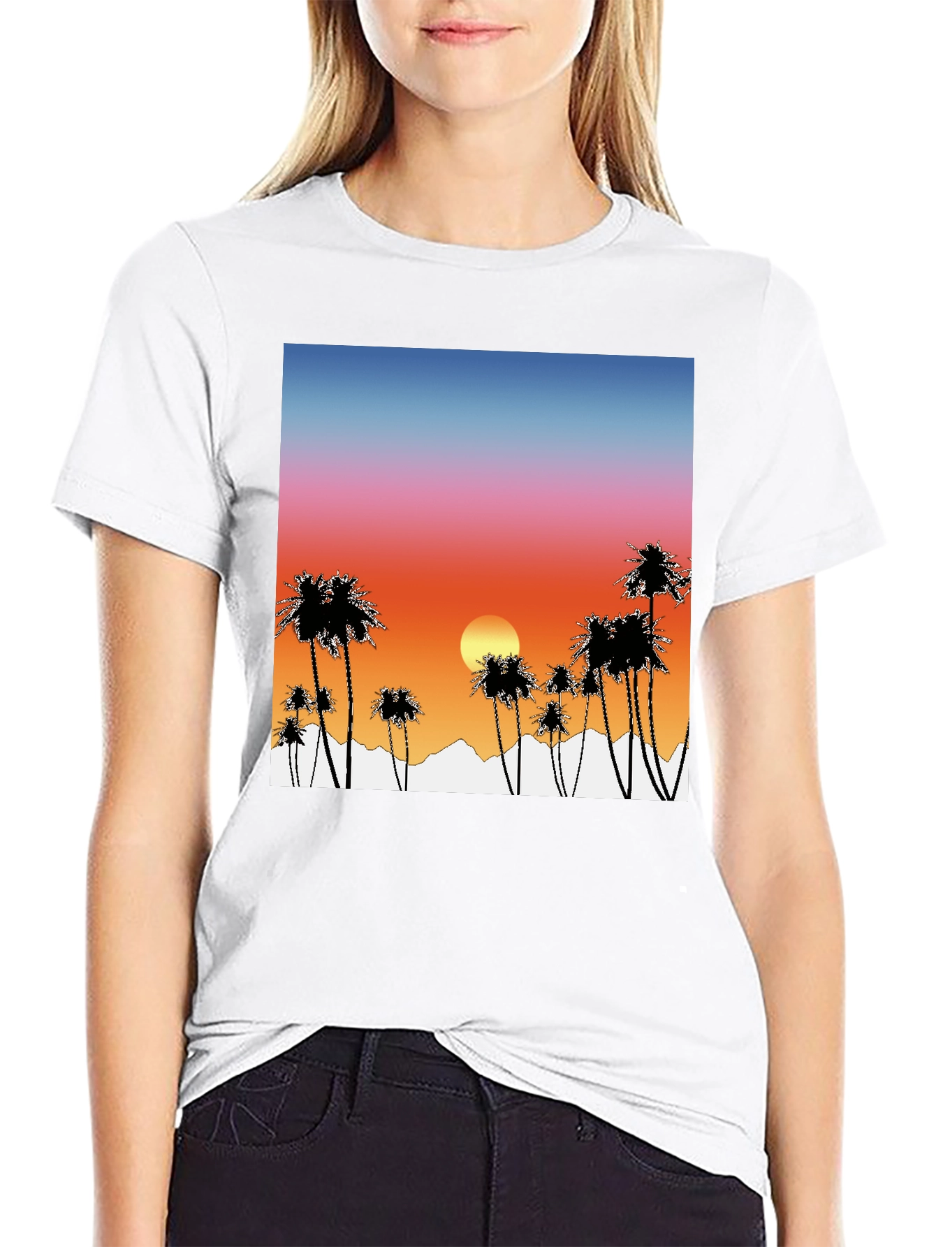 Sunset Palm Tree Graphic T-Shirt