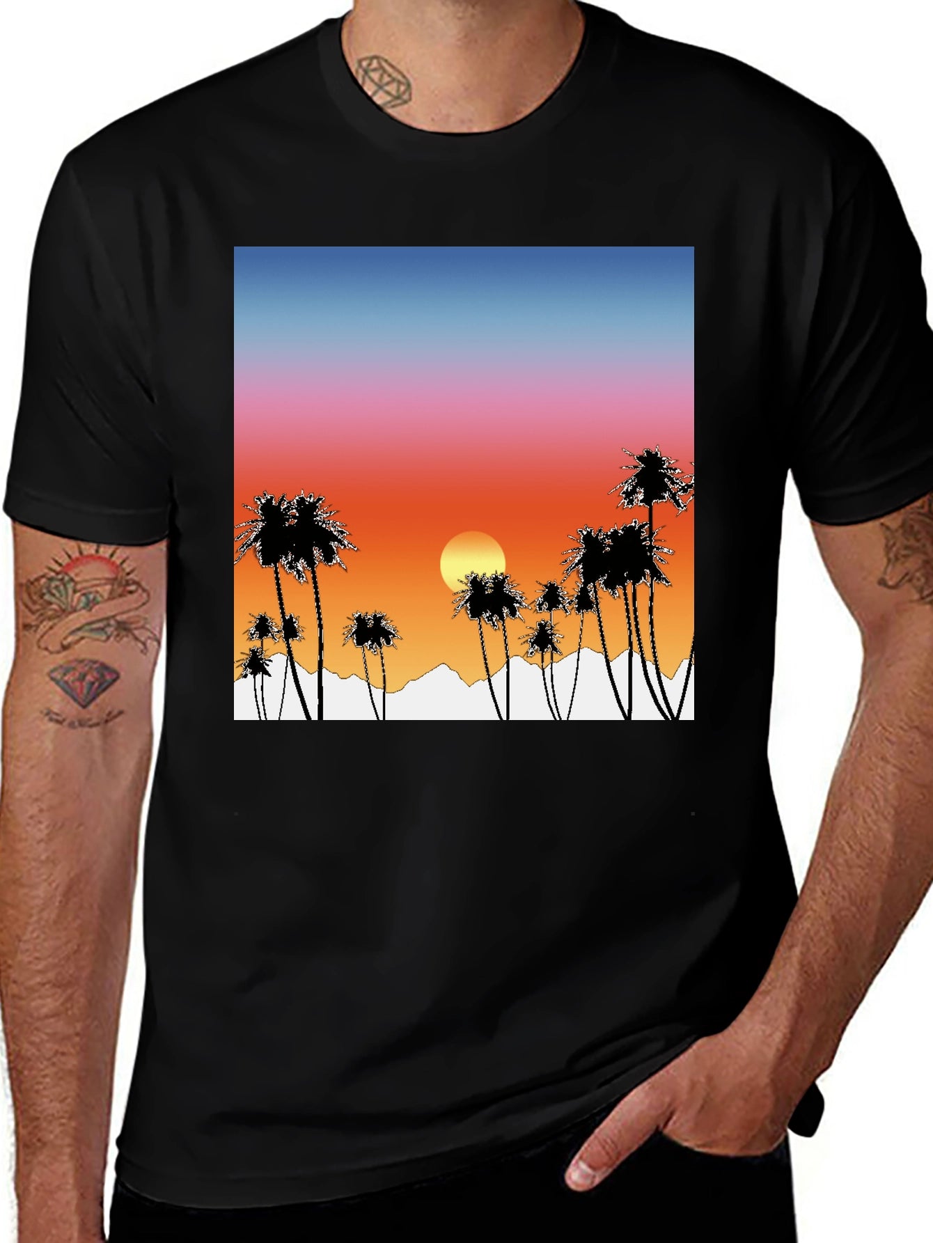 Sunset Palm Tree Graphic T-Shirt