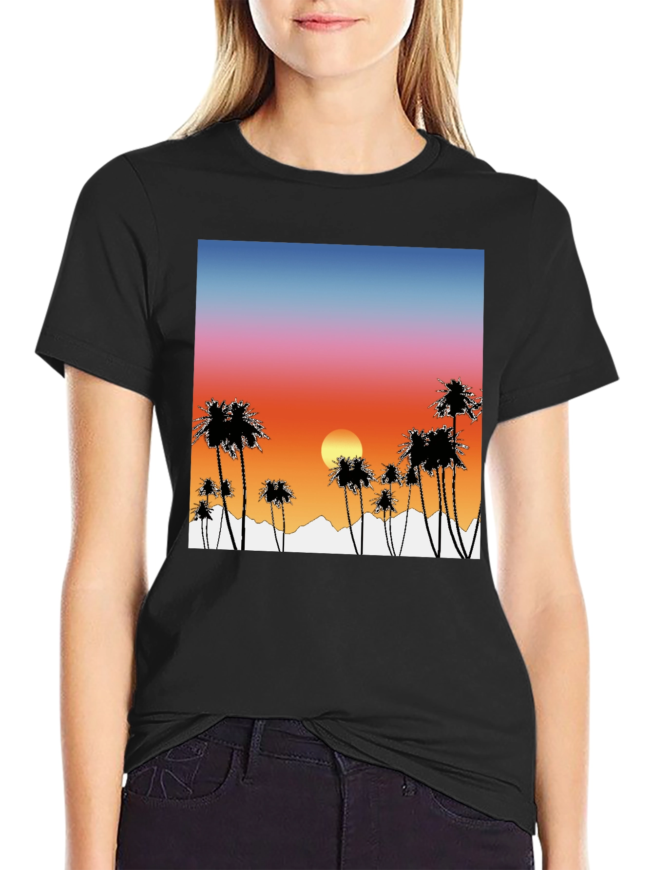 Sunset Palm Tree Graphic T-Shirt