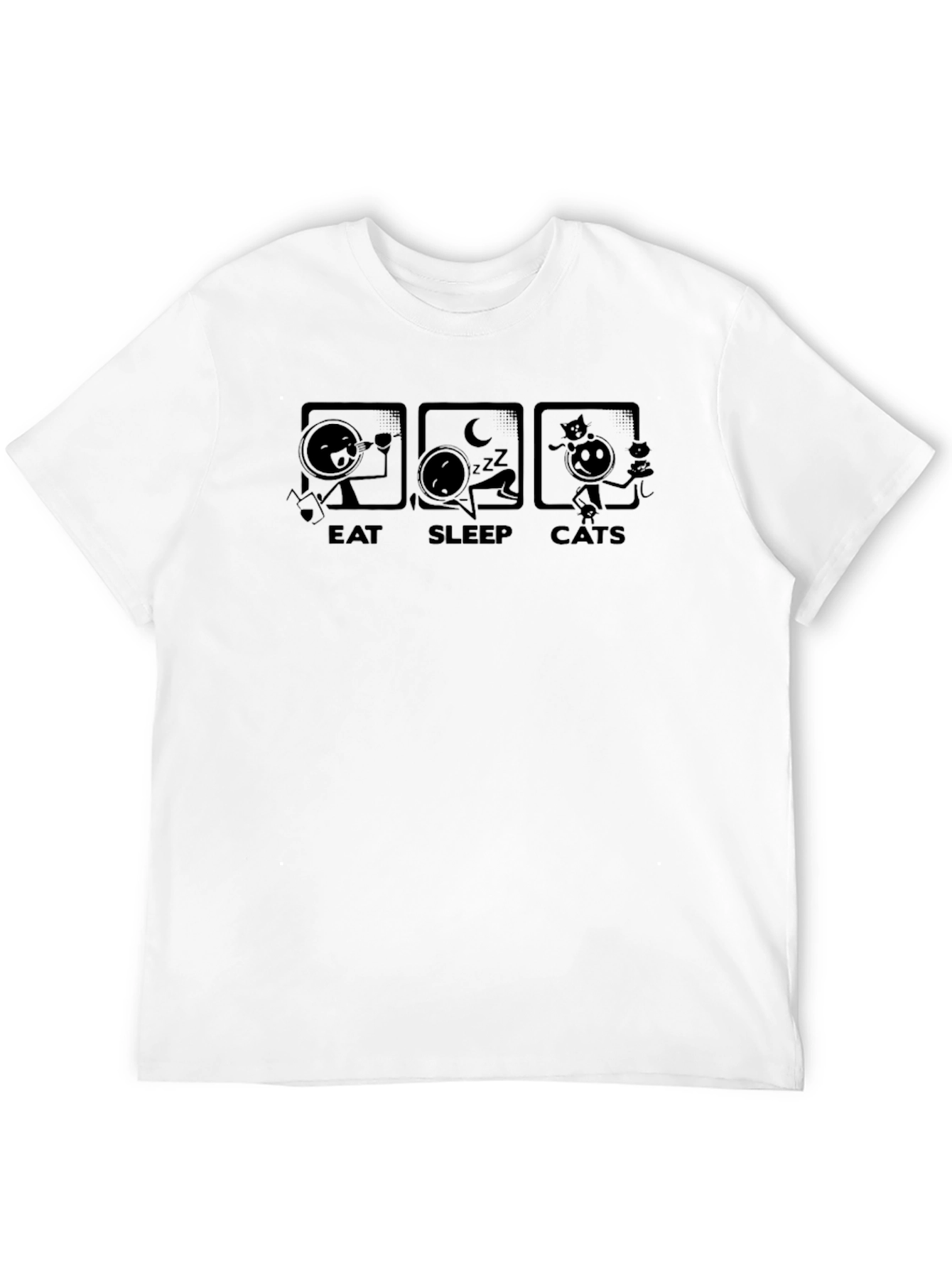 Eat Sleep Cats Black T-Shirt