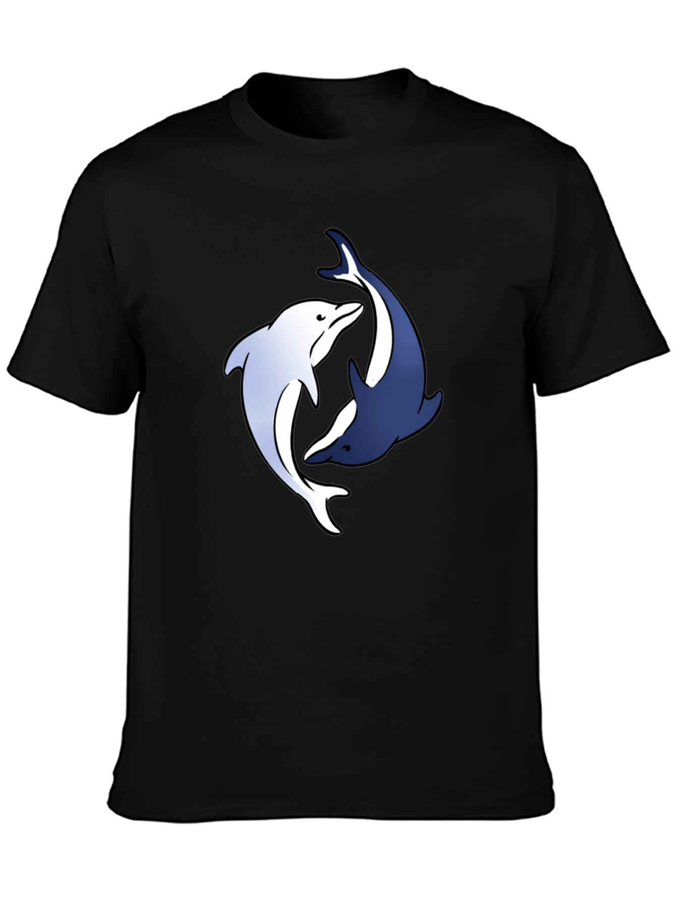 Dolphin Yin Yang Graphic Tee - Black