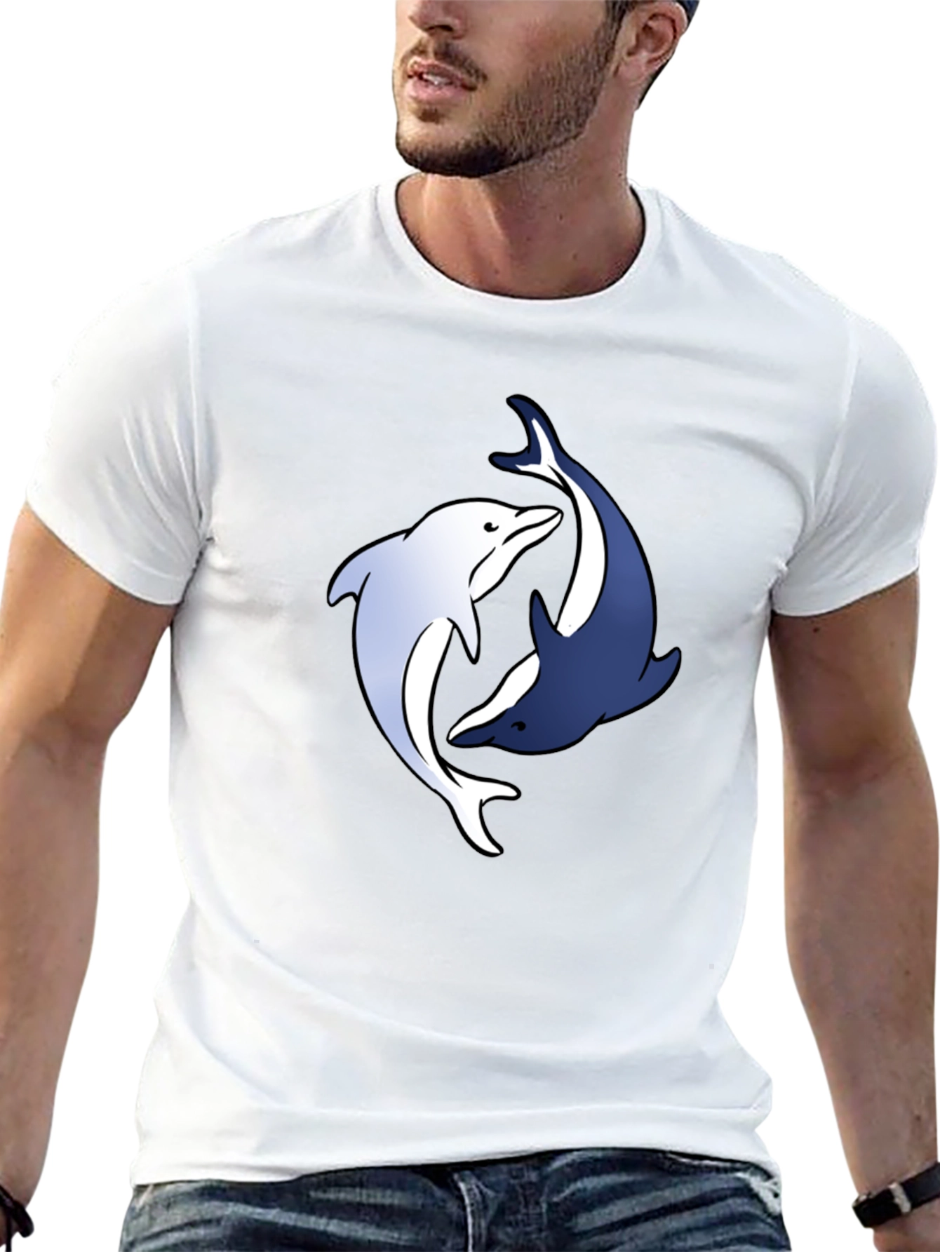Dolphin Yin Yang Graphic Tee - Black