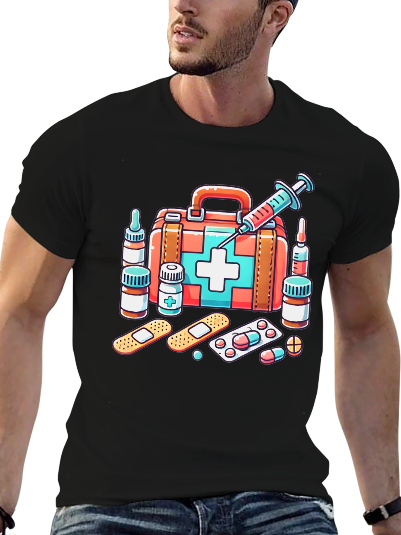 Medical Kit Graphic Tee - Unisex Black T-Shirt